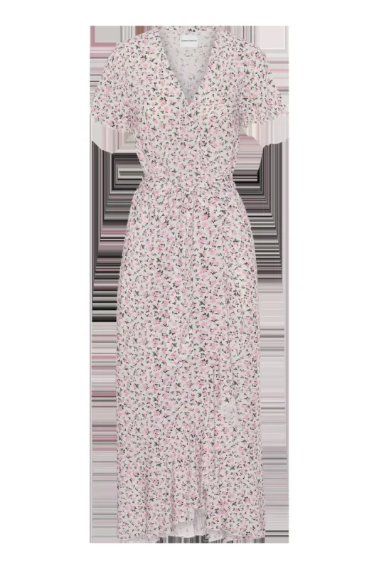 Milly Wrap Dress Long White / Pink Flower sold by American Dream