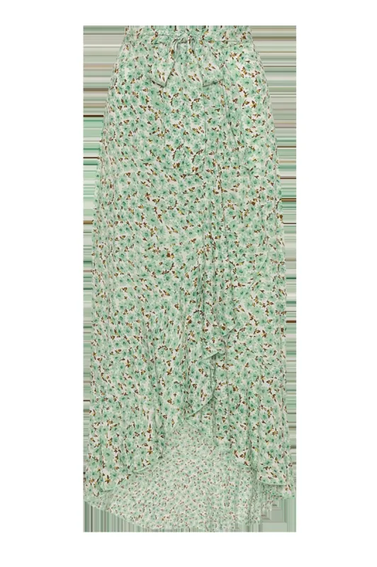 Milly Wrap Skirt Long Light Green Flower sold by American Dream