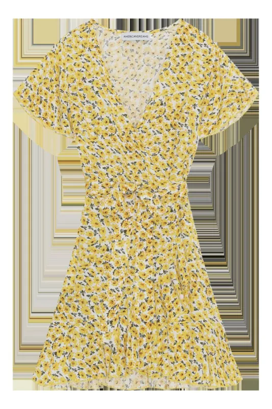 Milly Wrap Dress Kids Yellow Flower sold by Americandreams