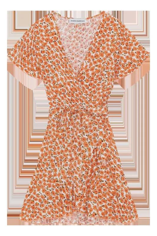 Milly Wrap Dress Kids Orange Flower sold by Americandreams