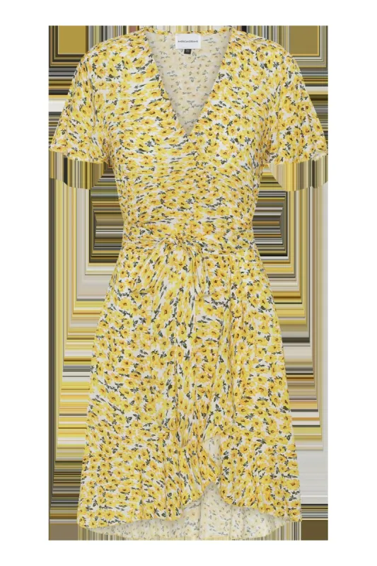 Milly Wrap Dress Short Yellow Flower sold by American Dream