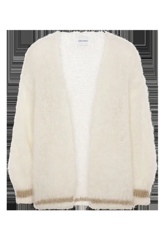 Olivia Mohair Cardigan White W/Gold Lurex sold by American Dream