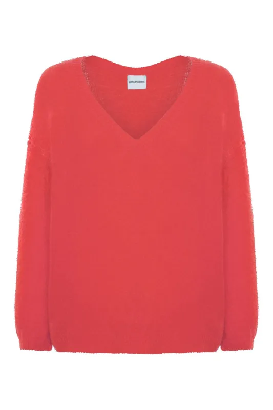 Silja V Neck Knit Coral Red sold by American Dream