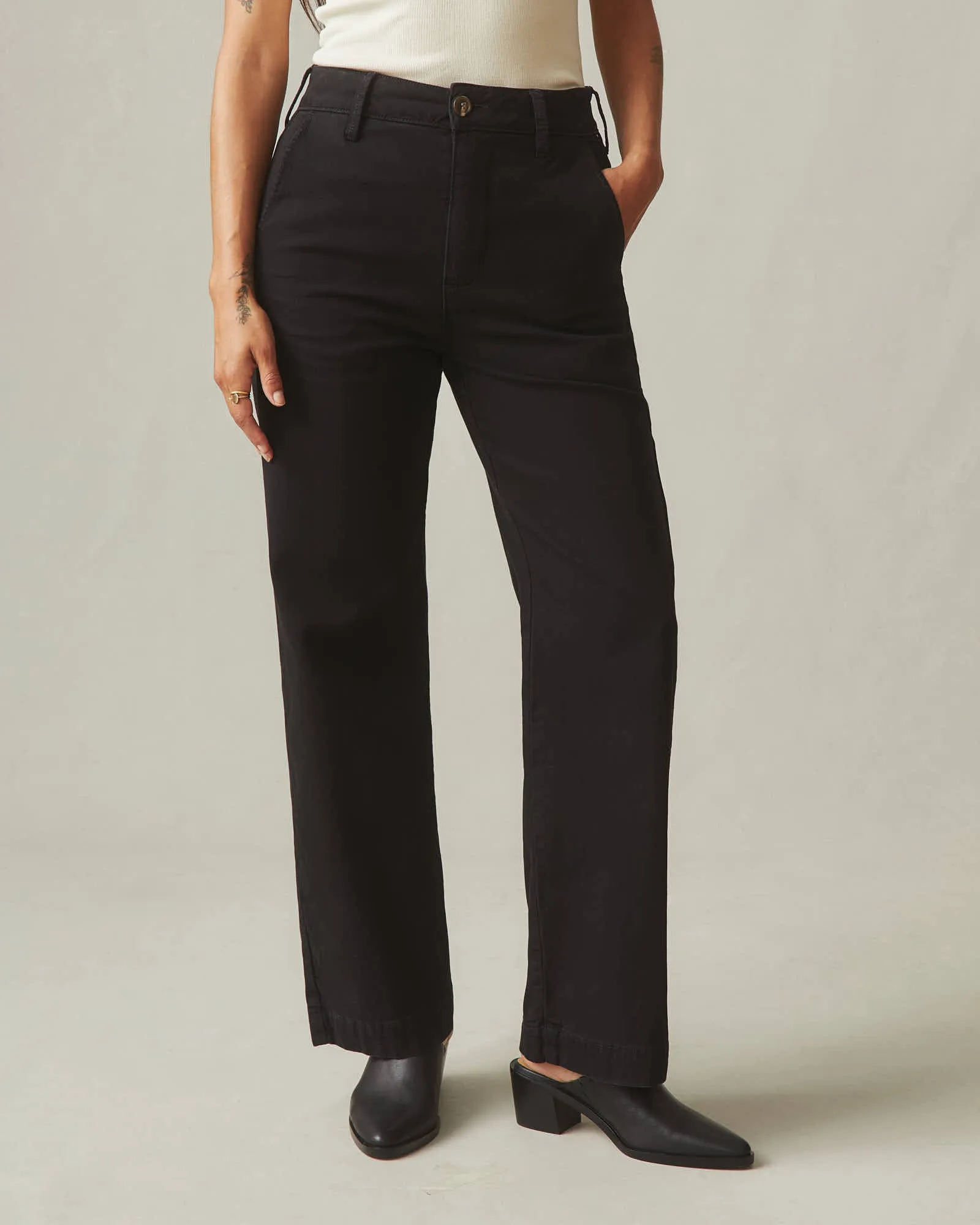 Women's Wide Leg Pant - Black sold by American Giant