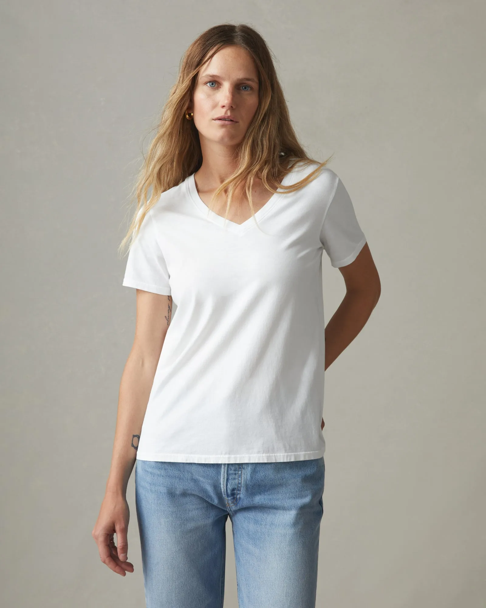Women's Classic Cotton V-Neck Tee - White sold by American Giant product image thumbnail 2