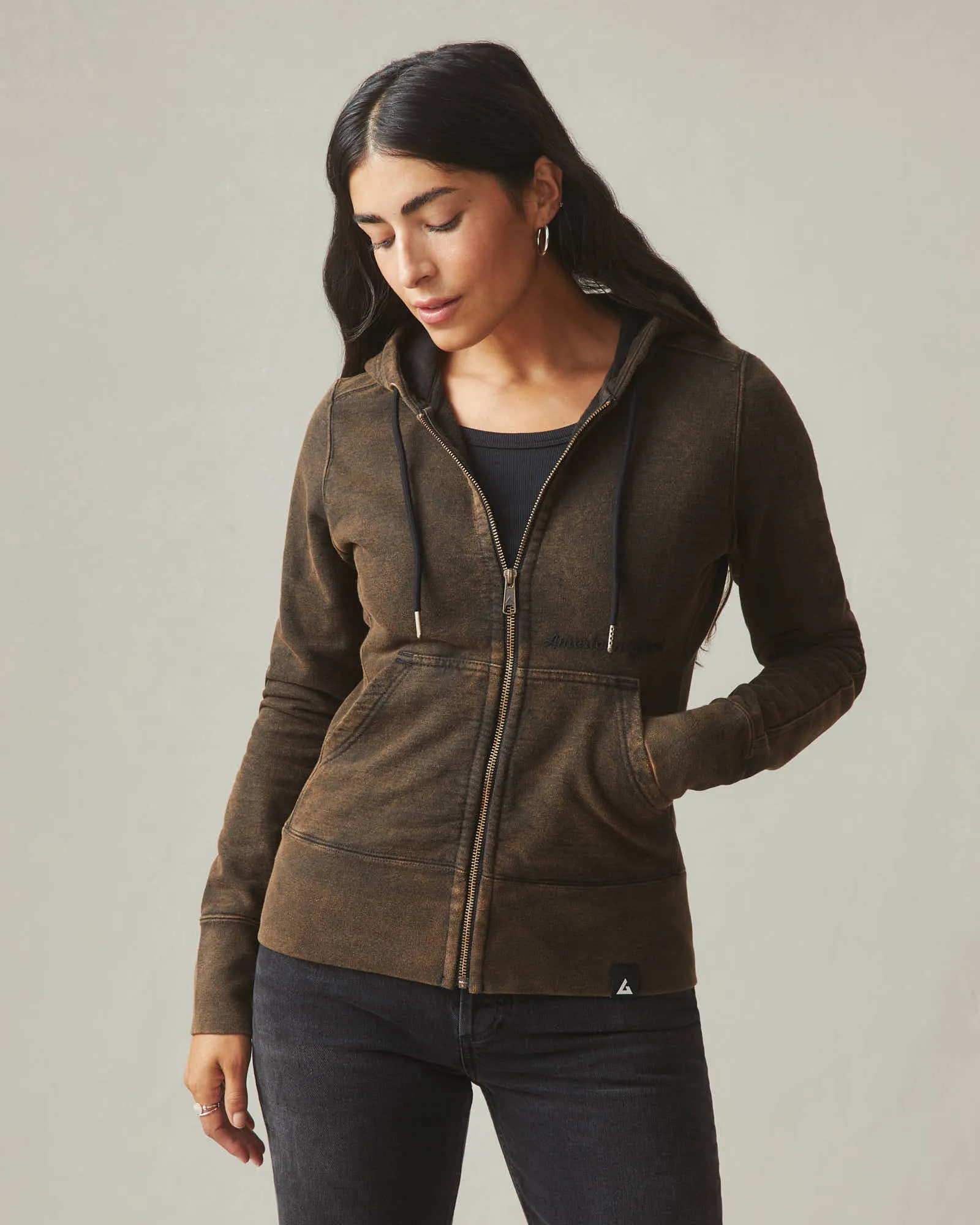 Women's Classic Full Zip - Mineral Wash - Black sold by American Giant product image thumbnail 2