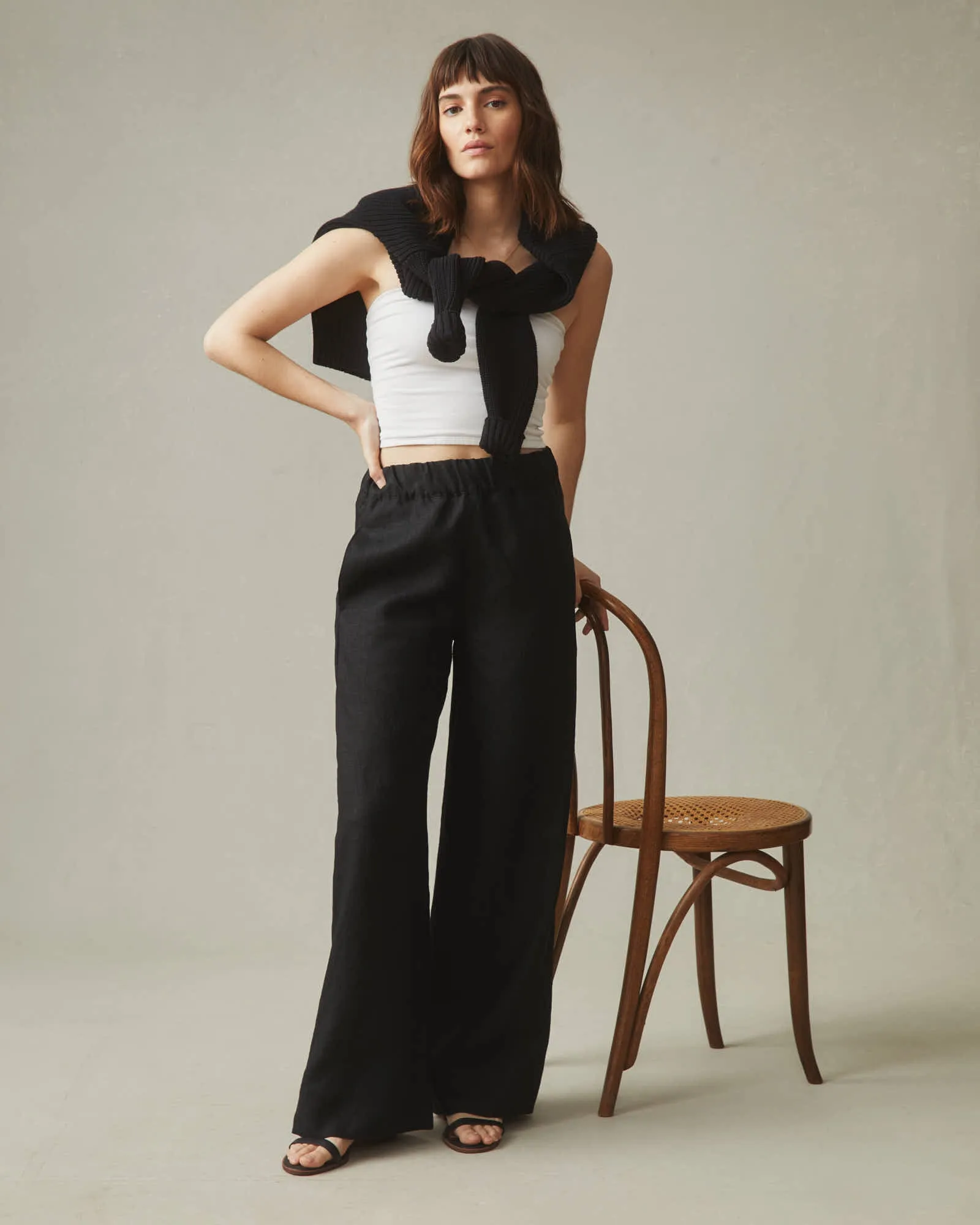 Women's Easy Linen Wide Leg Pant - Meteorite sold by American Giant product image thumbnail 5