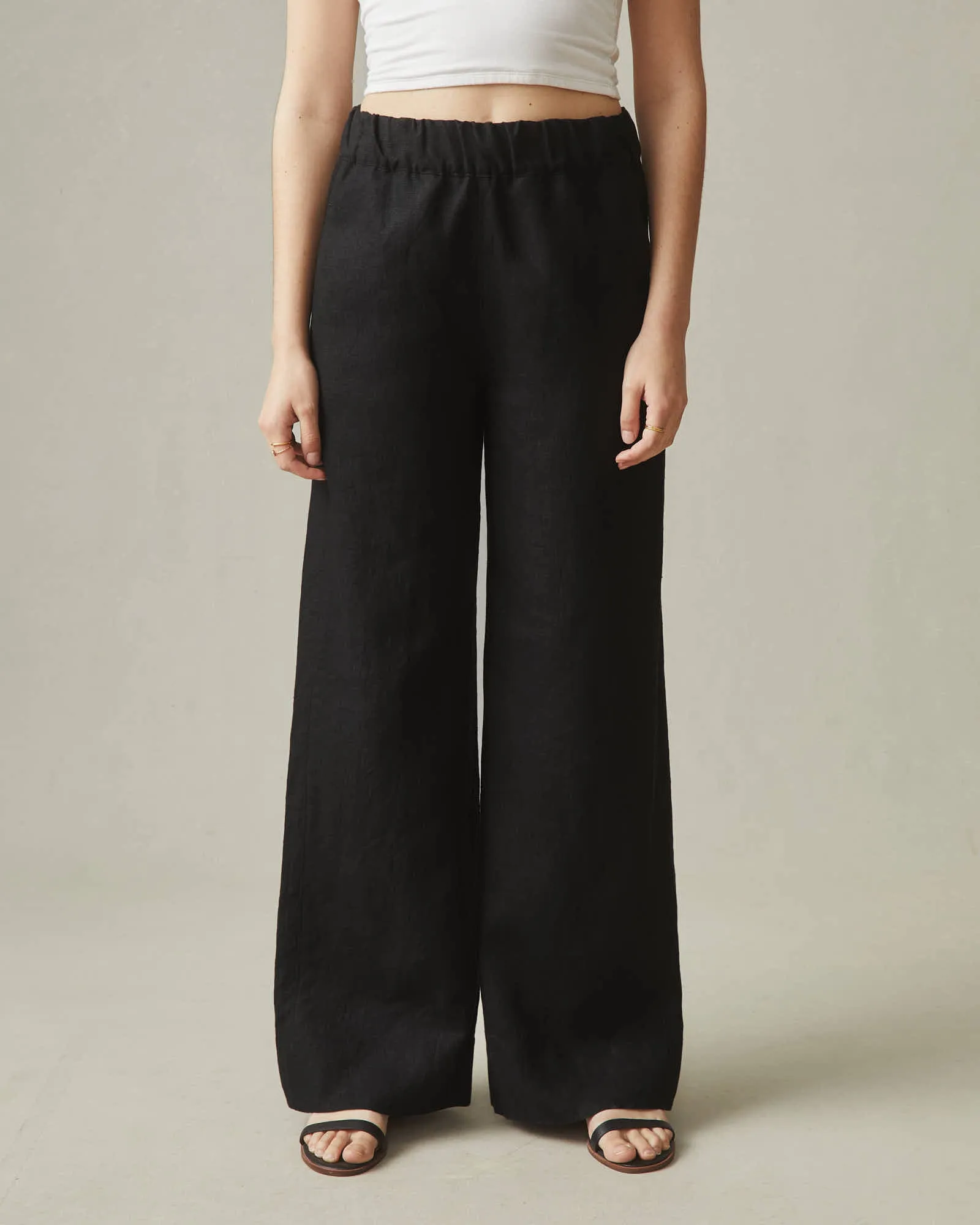 Women's Easy Linen Wide Leg Pant - Meteorite sold by American Giant