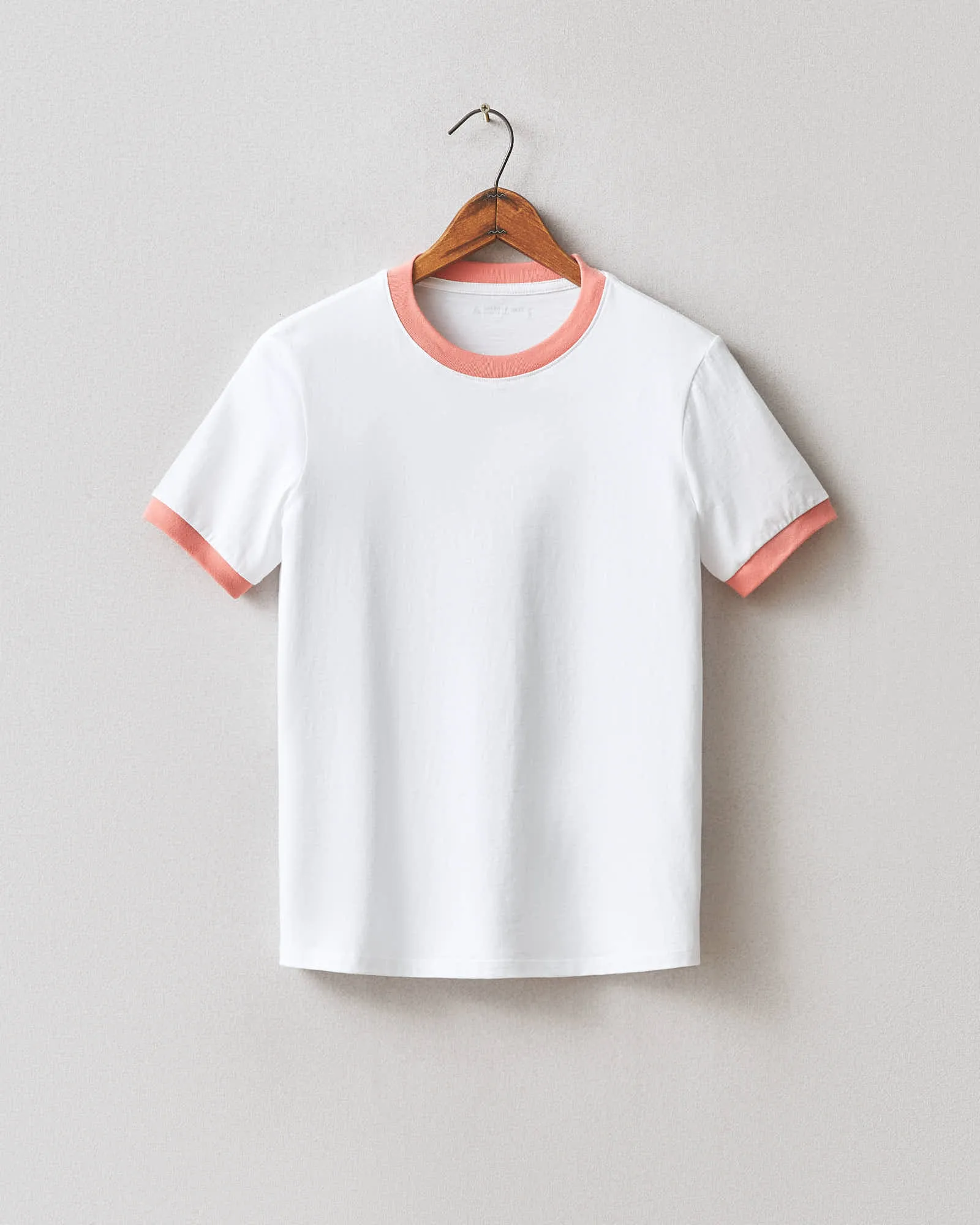 Women's Ringer Tee - White/ Pink Mauve sold by American Giant