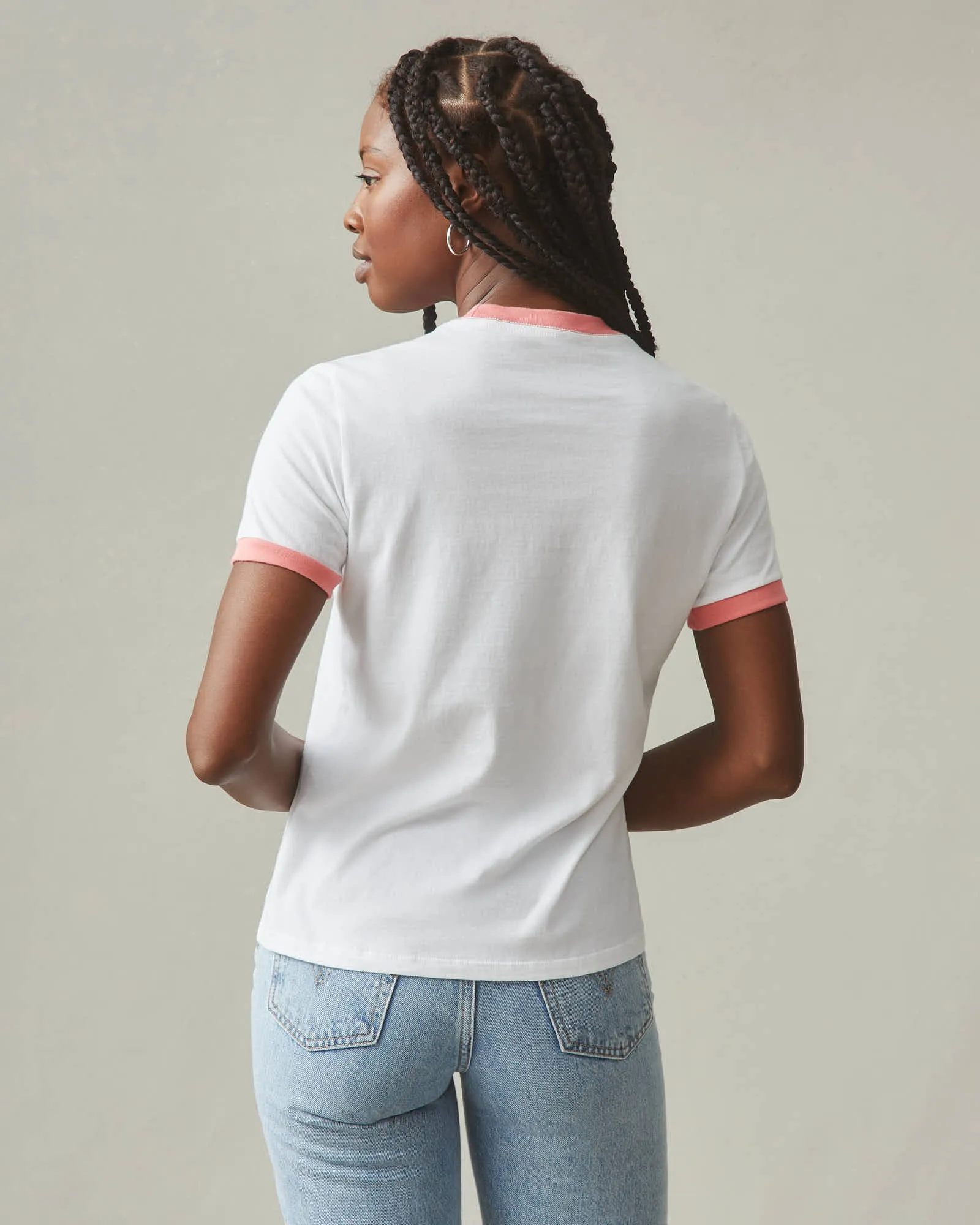 Women's Ringer Tee - White/ Pink Mauve sold by American Giant product image thumbnail 4