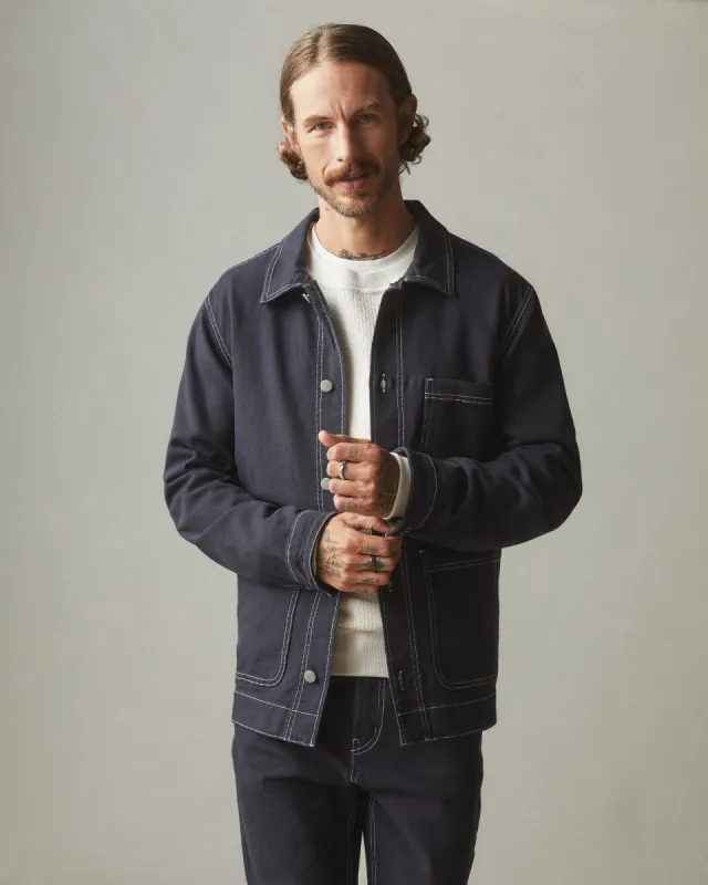 Roughneck Chore Jacket - Contrast Stitch - Dark Navy sold by American Giant