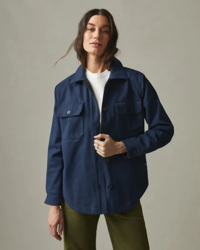 Women's Shirt Jacket - Navy sold by American Giant