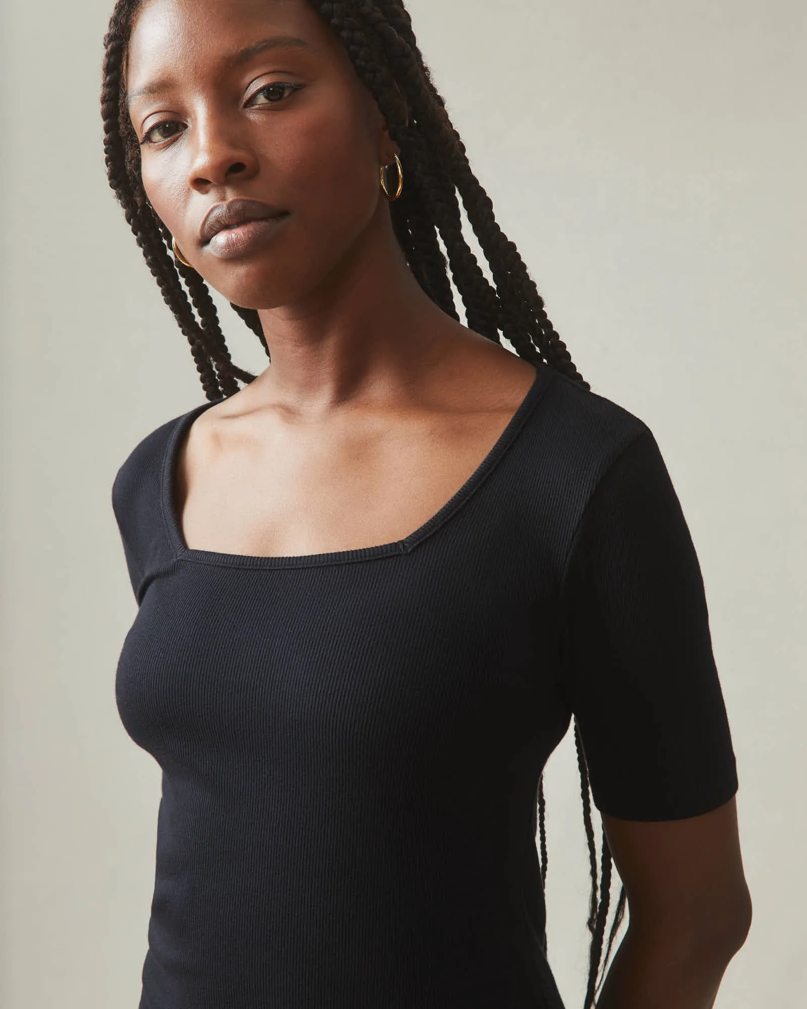 Women's Luxe Rib Square Neck Tee - Black sold by American Giant product image thumbnail 3