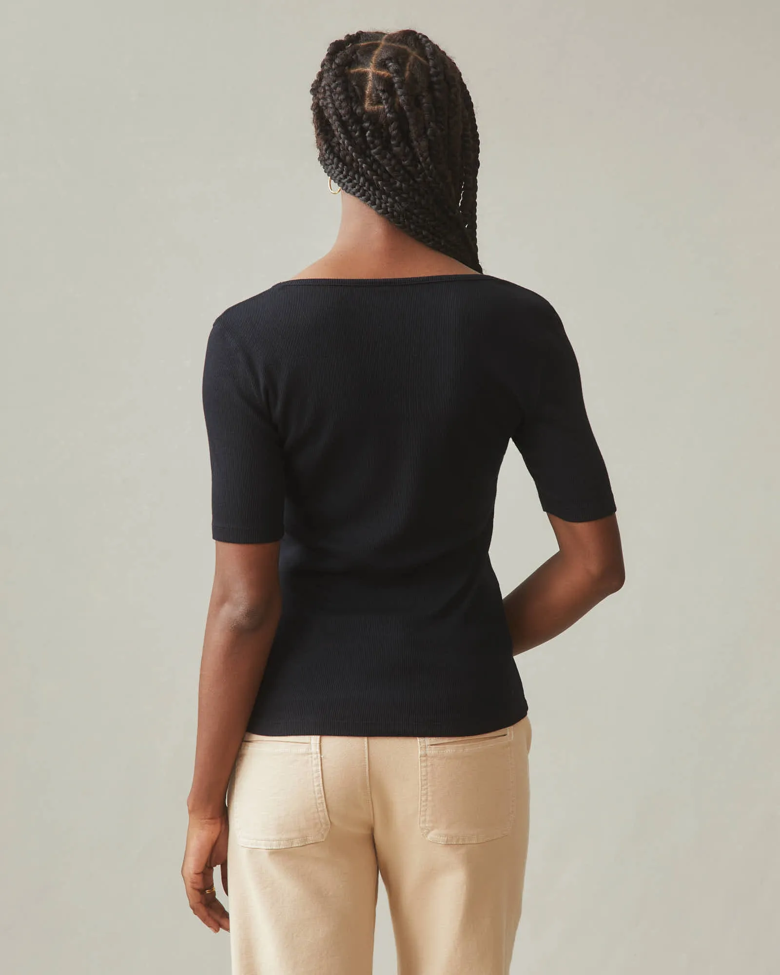 Women's Luxe Rib Square Neck Tee - Black sold by American Giant product image thumbnail 4