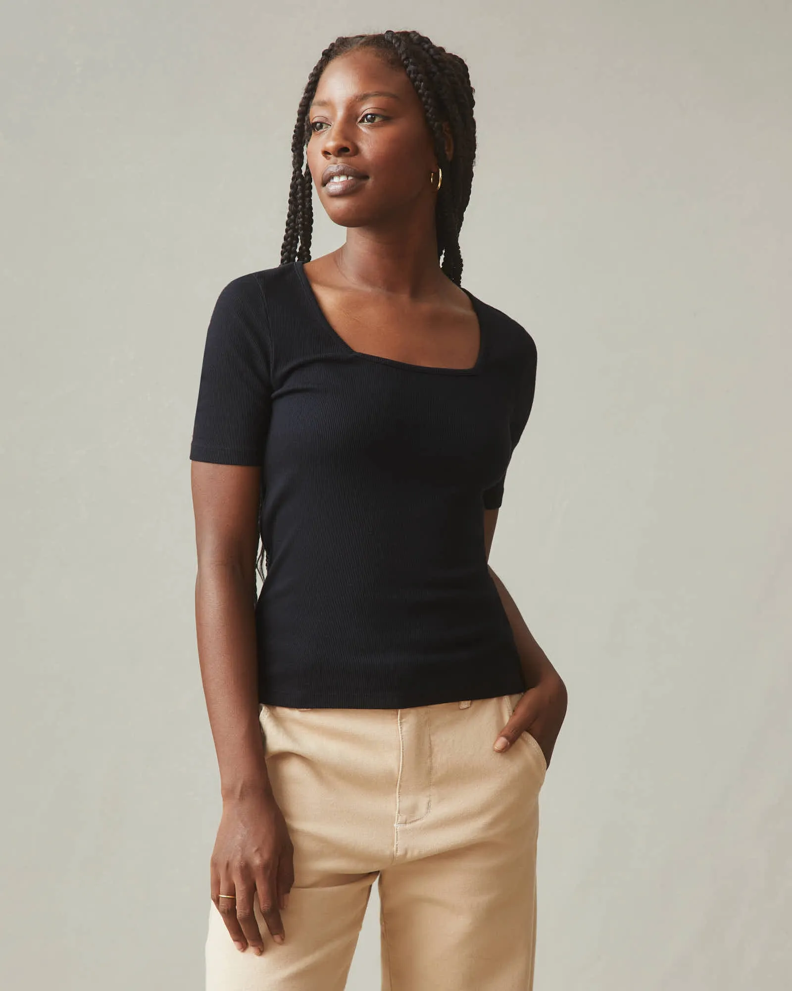 Women's Luxe Rib Square Neck Tee - Black sold by American Giant product image thumbnail 2