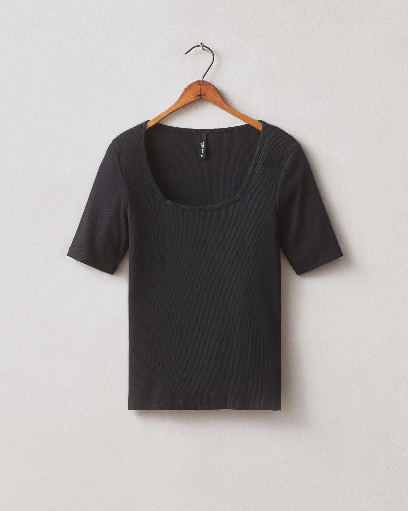 Women's Luxe Rib Square Neck Tee - Black sold by American Giant