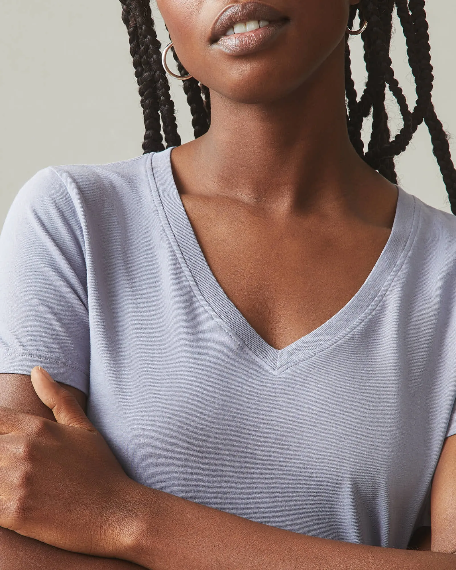 Women's Classic Cotton V-Neck Tee - Grey Lavender sold by American Giant product image thumbnail 3