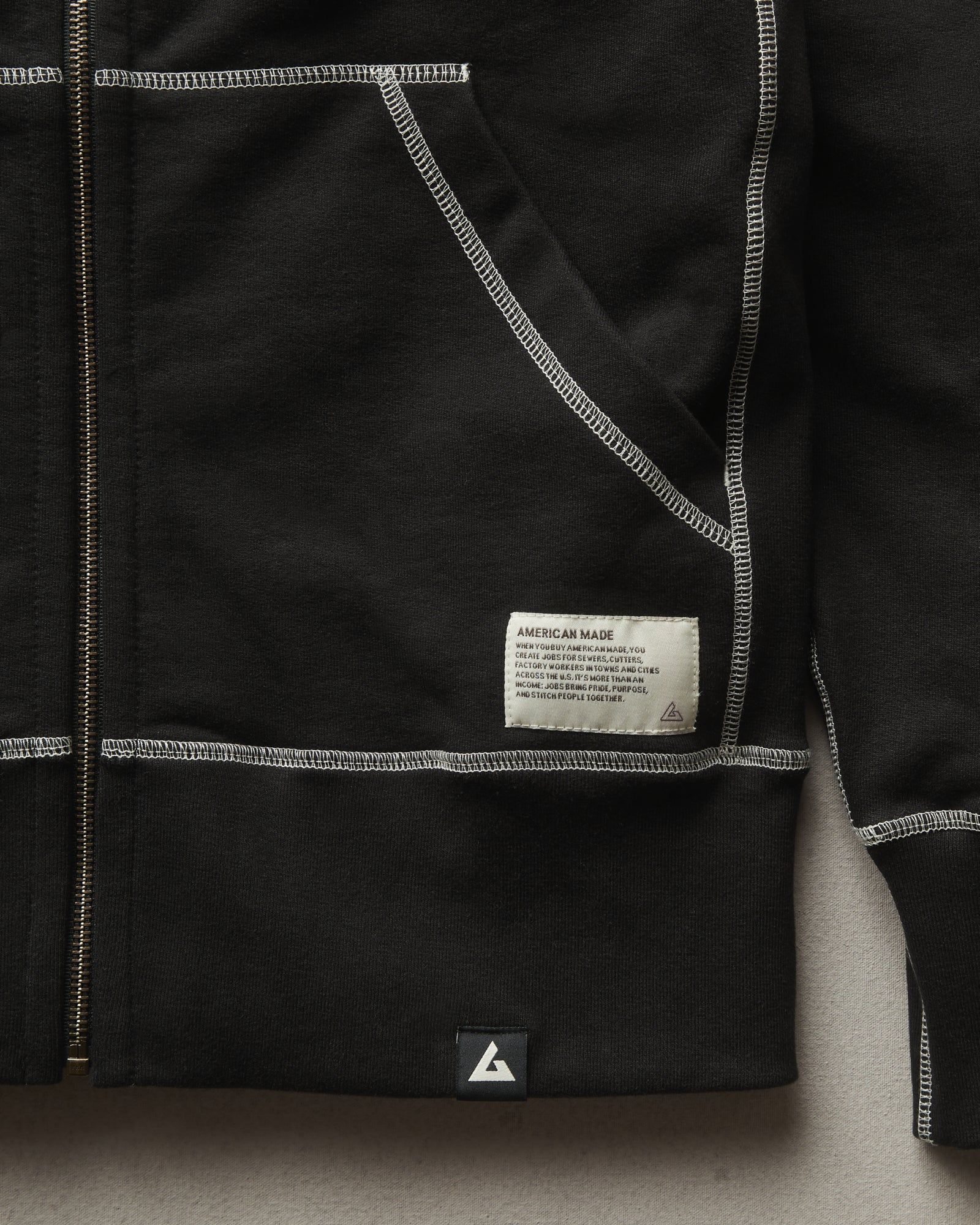 Classic Full Zip - Contrast Stitch - Black sold by American Giant product image thumbnail 3