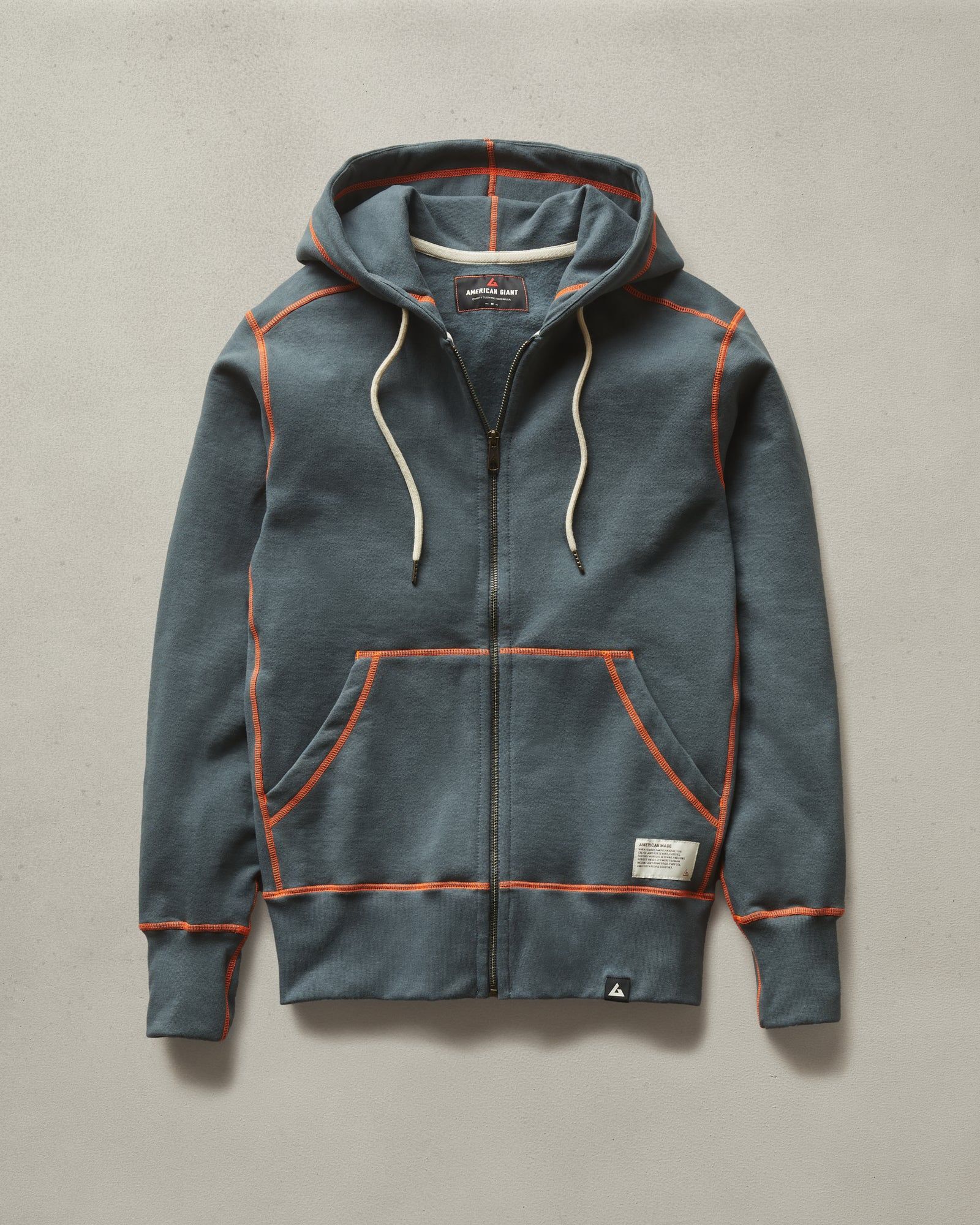 Classic Full Zip - Contrast Stitch - Vintage Indigo sold by American Giant