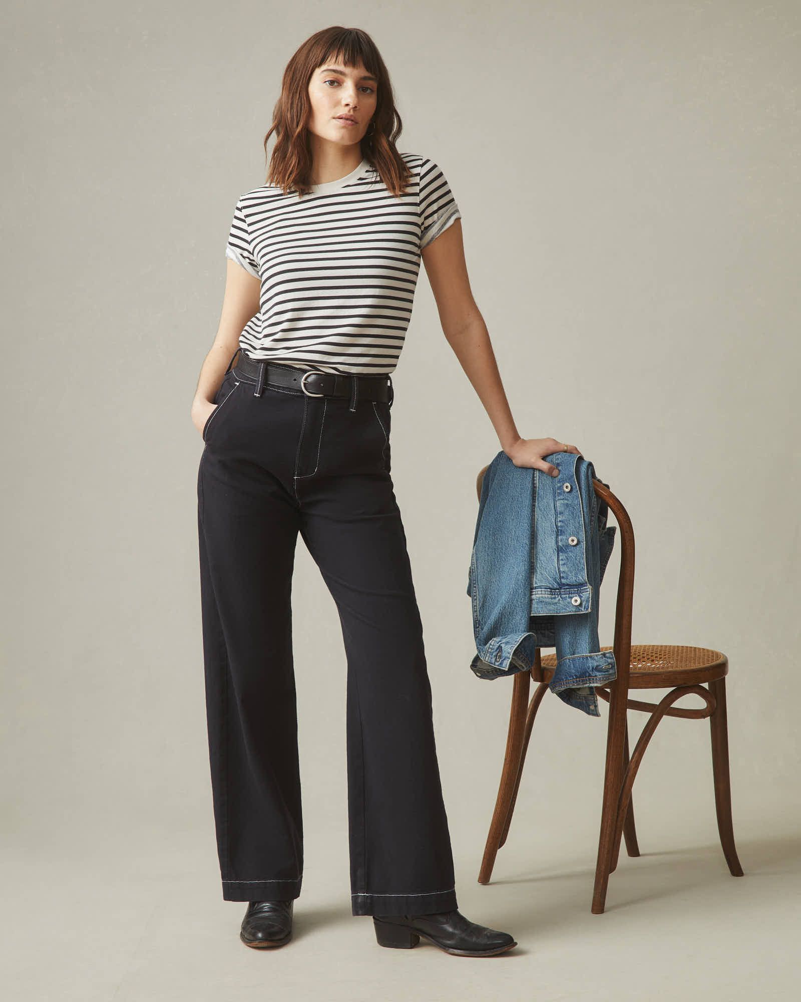 Classic Cotton Crew Tee Striped - Navy Stripe sold by American Giant product image thumbnail 5