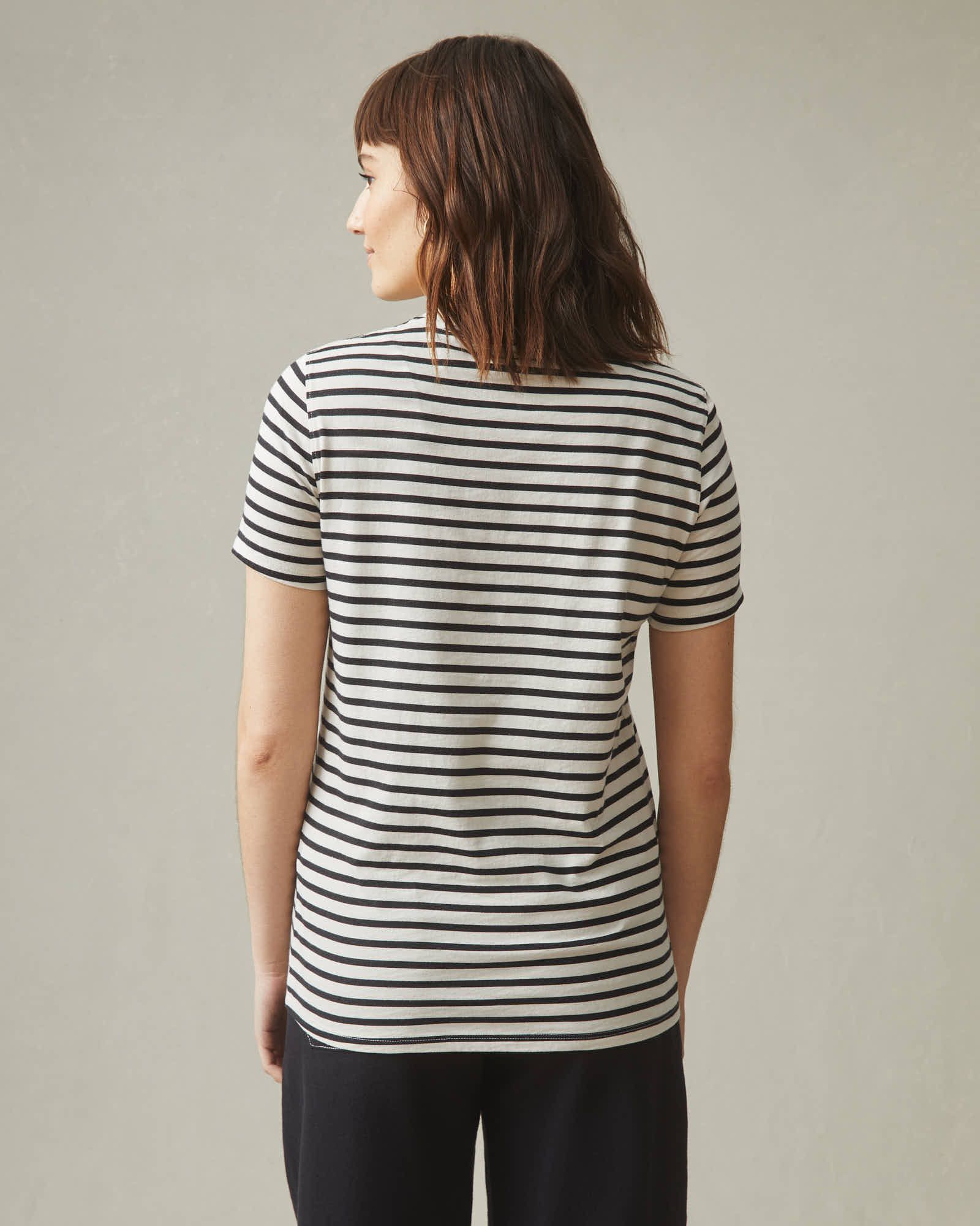 Classic Cotton Crew Tee Striped - Navy Stripe sold by American Giant product image thumbnail 3