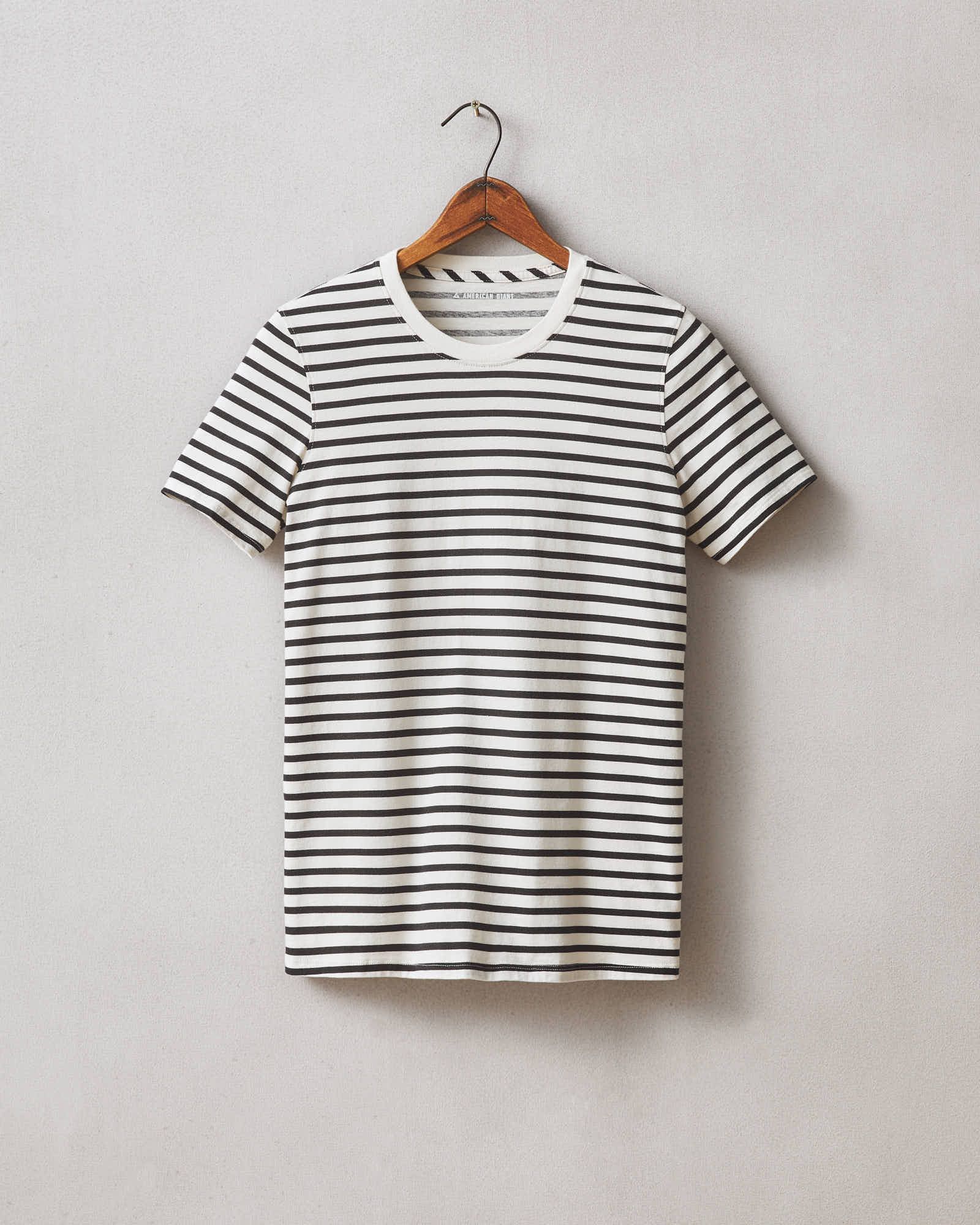 Classic Cotton Crew Tee Striped - Navy Stripe sold by American Giant