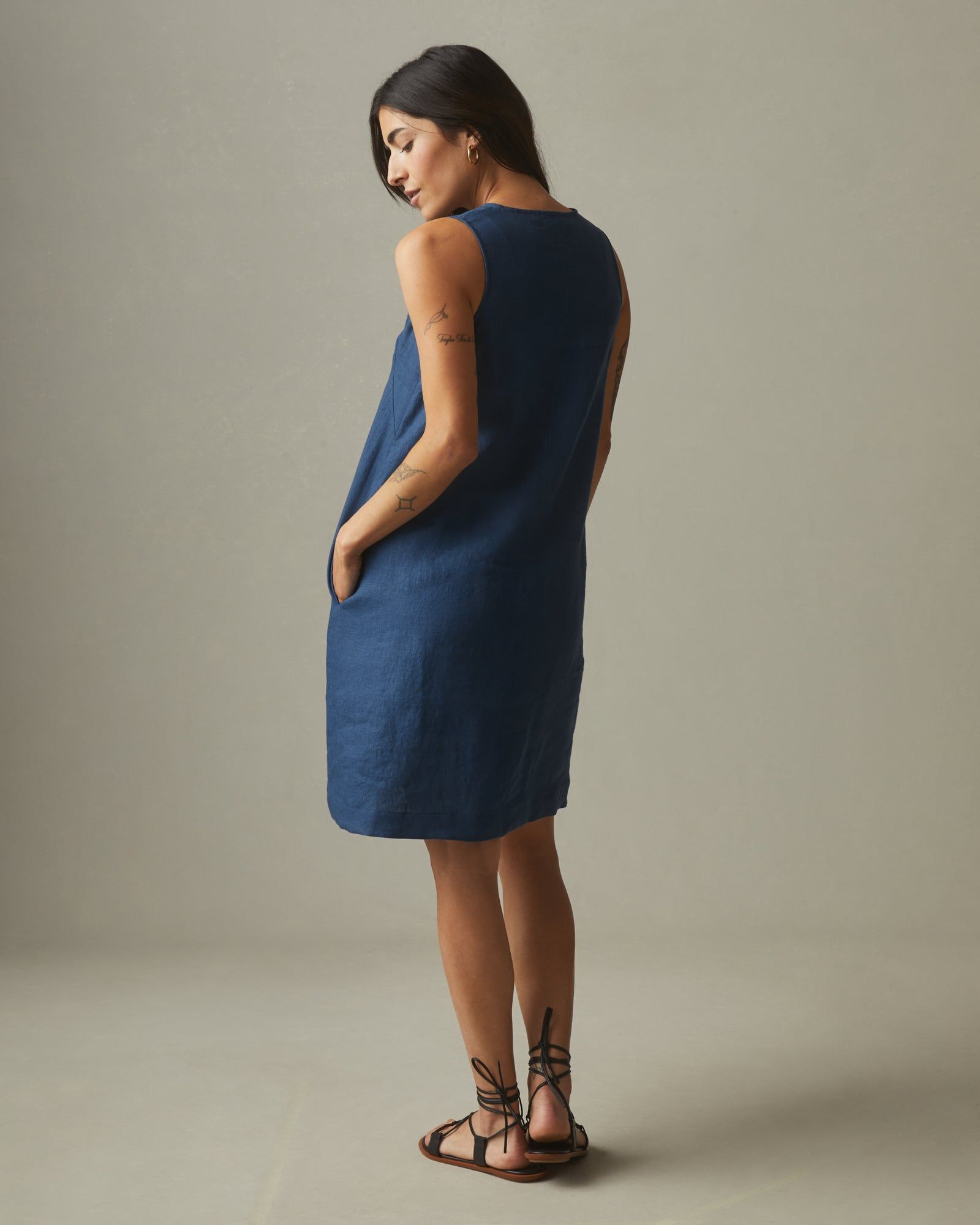 Women's Linen V-Neck A-Line Dress - Nautical Blue sold by American Giant product image thumbnail 2