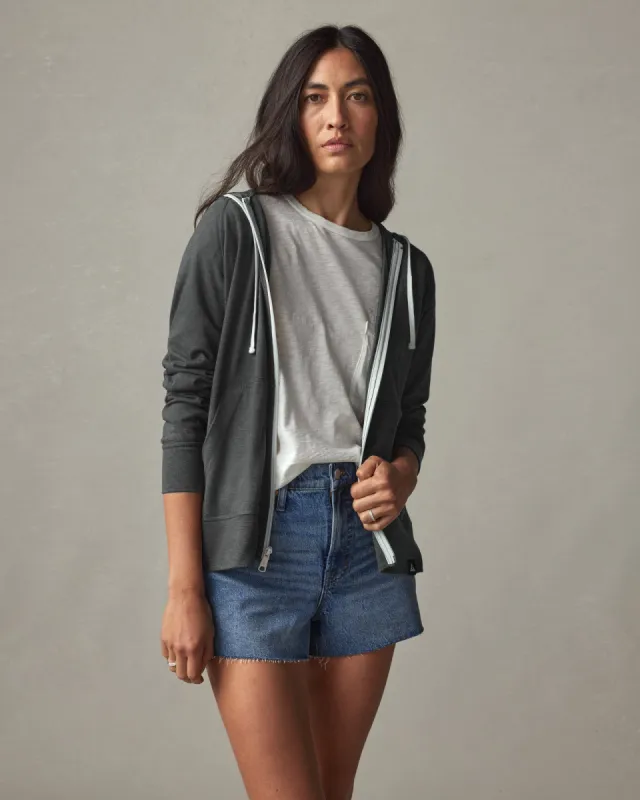 Women's Lightweight Full Zip - Grey Ink Heather sold by American Giant