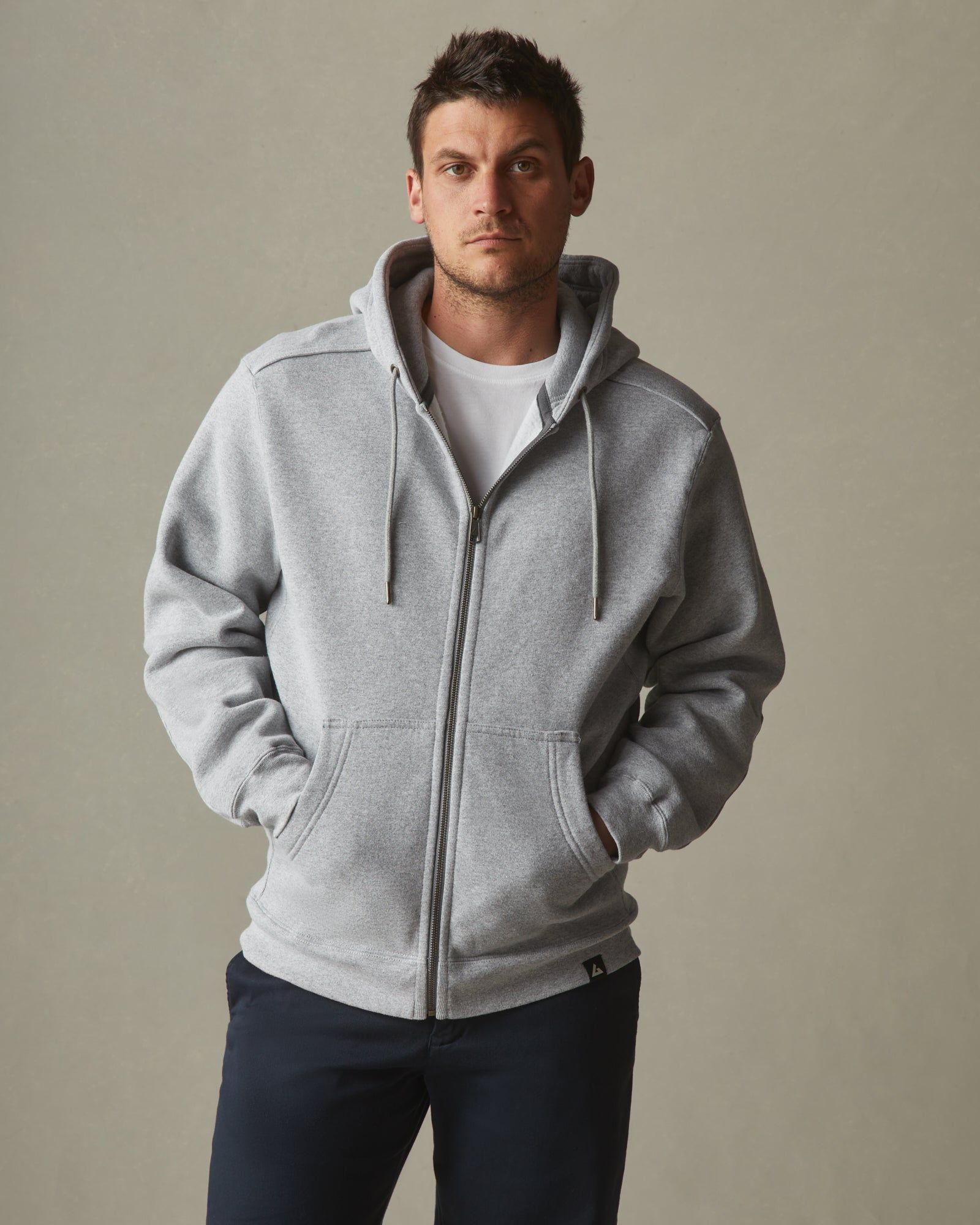 Relaxed Classic Full Zip - Grey Heather sold by American Giant