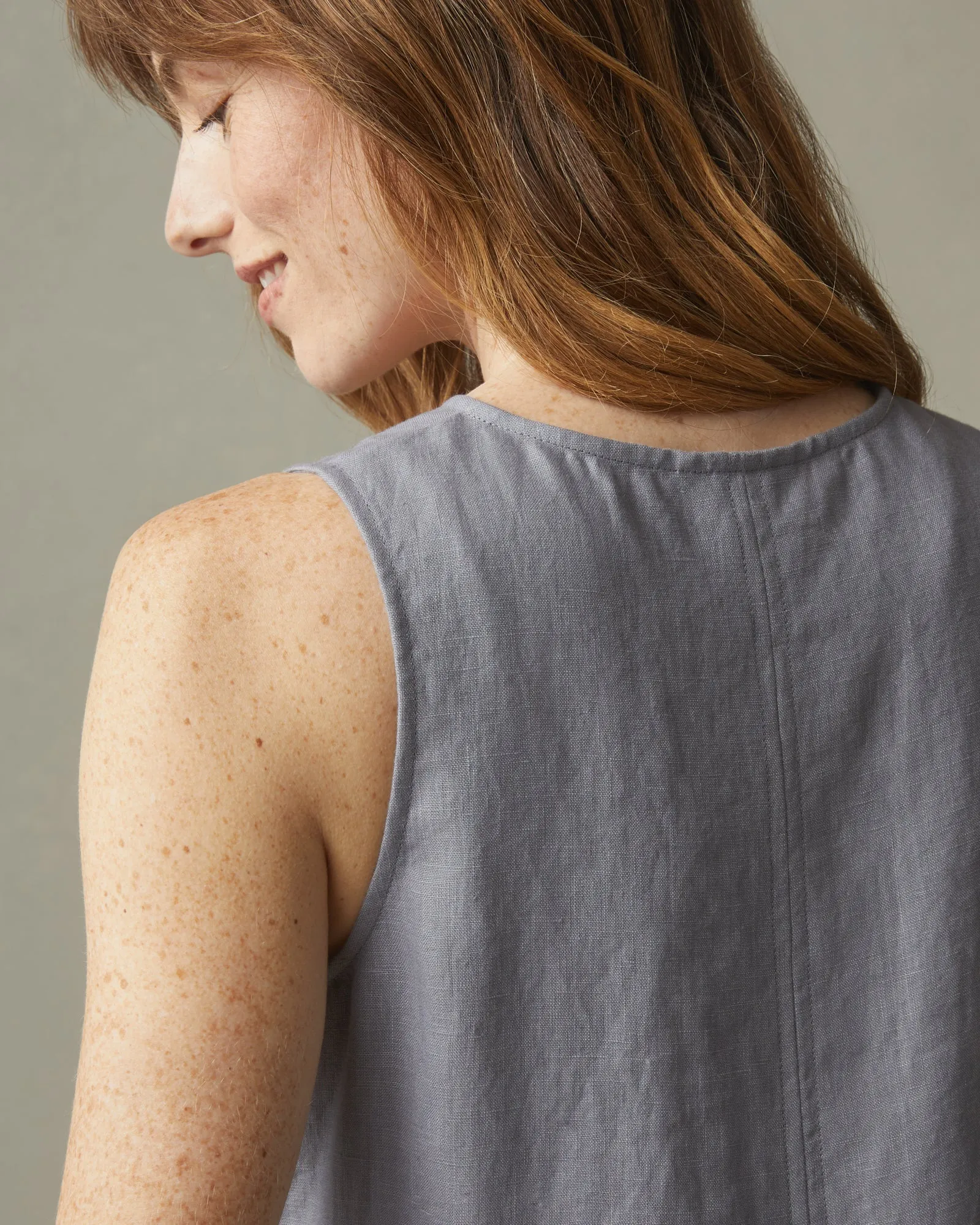 Women's Linen V-Neck A-Line Dress - Grey Lavender sold by American Giant product image thumbnail 3