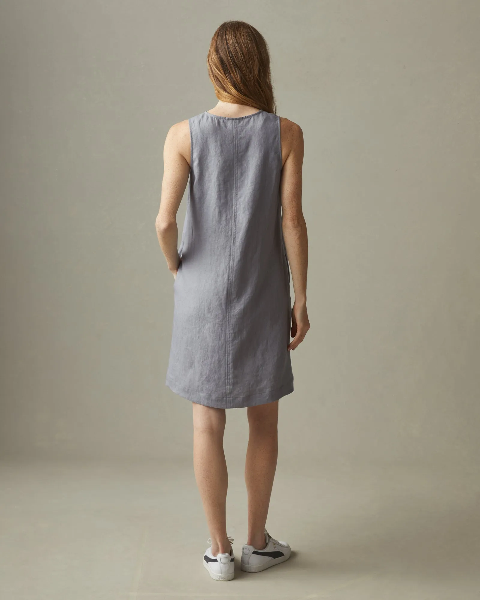 Women's Linen V-Neck A-Line Dress - Grey Lavender sold by American Giant product image thumbnail 2