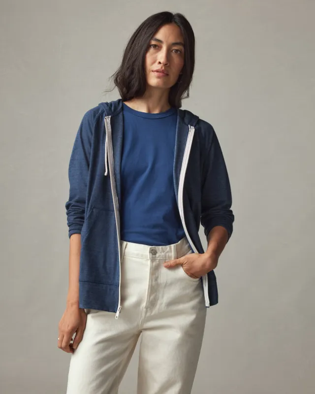 Women's Lightweight Full Zip - Atlantic Blue Heather sold by American Giant