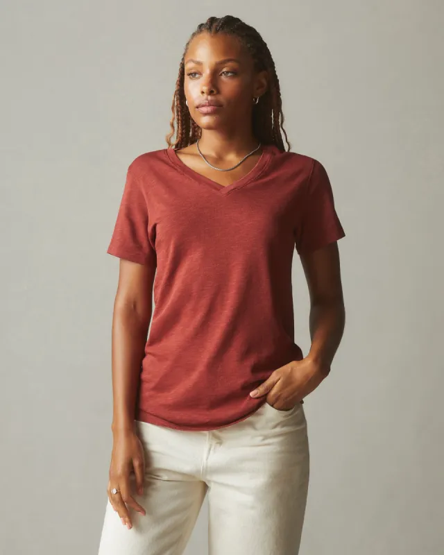 Women's Premium Slub V-Neck Tee - Burnt Pepper sold by American Giant