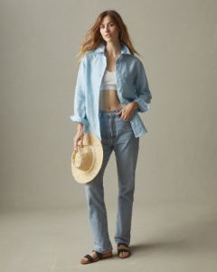 Easy Linen Long Sleeve Shirt - Dream Blue sold by American Giant