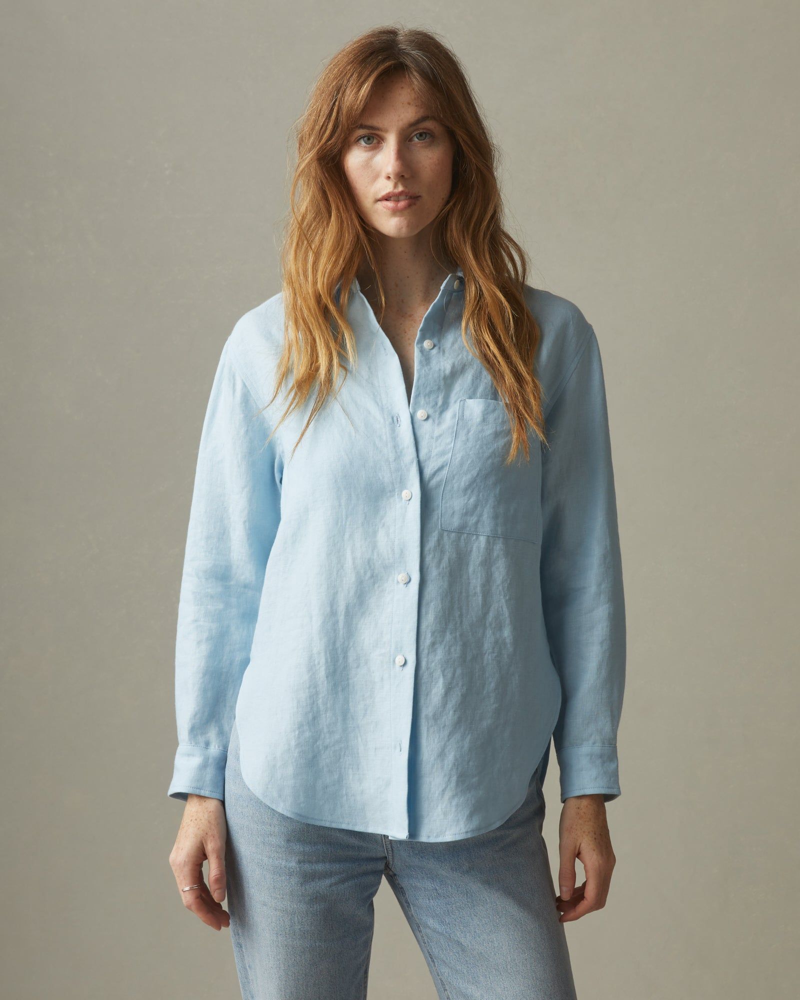 Easy Linen Long Sleeve Shirt - Dream Blue sold by American Giant