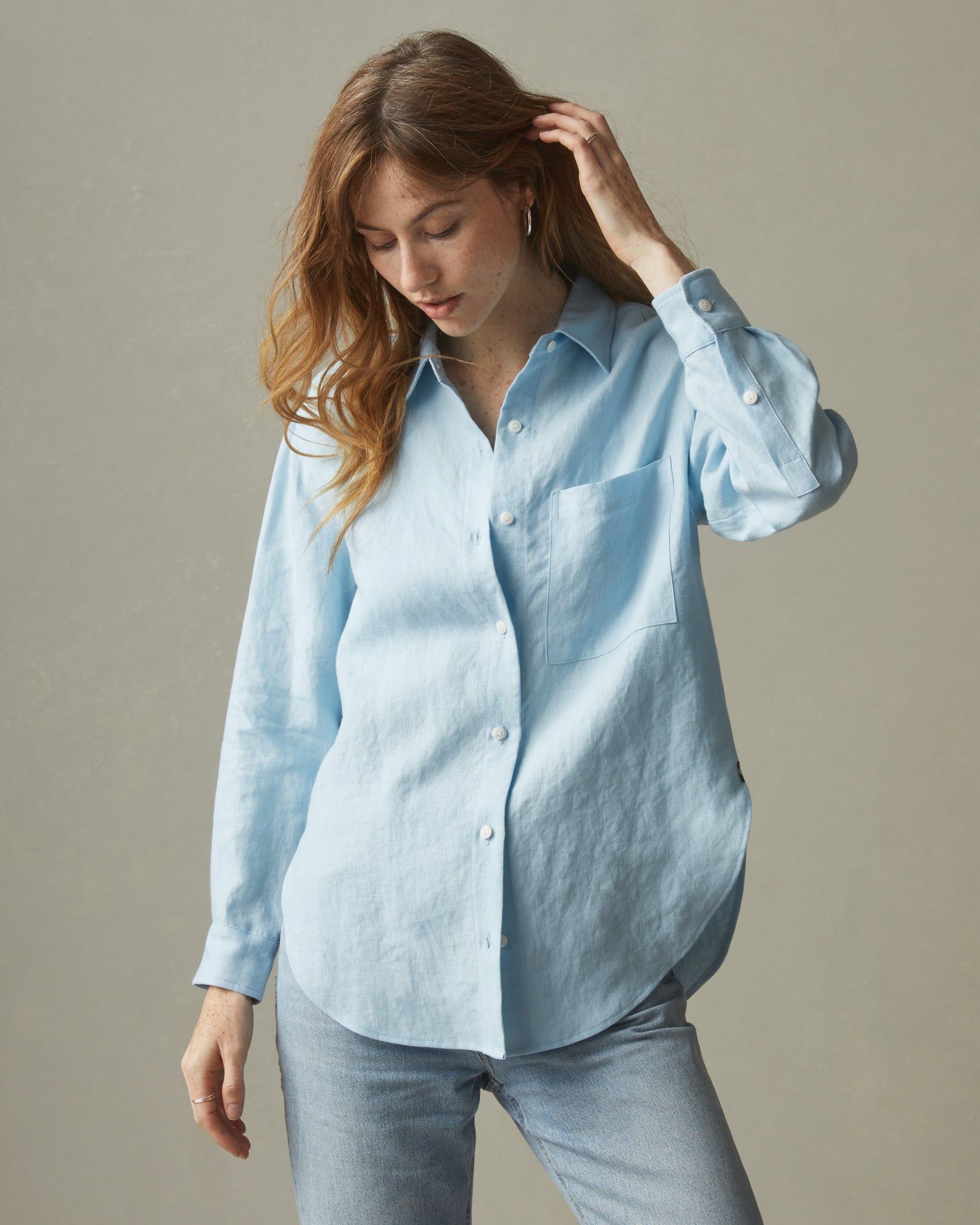 Easy Linen Long Sleeve Shirt - Dream Blue sold by American Giant product image thumbnail 2