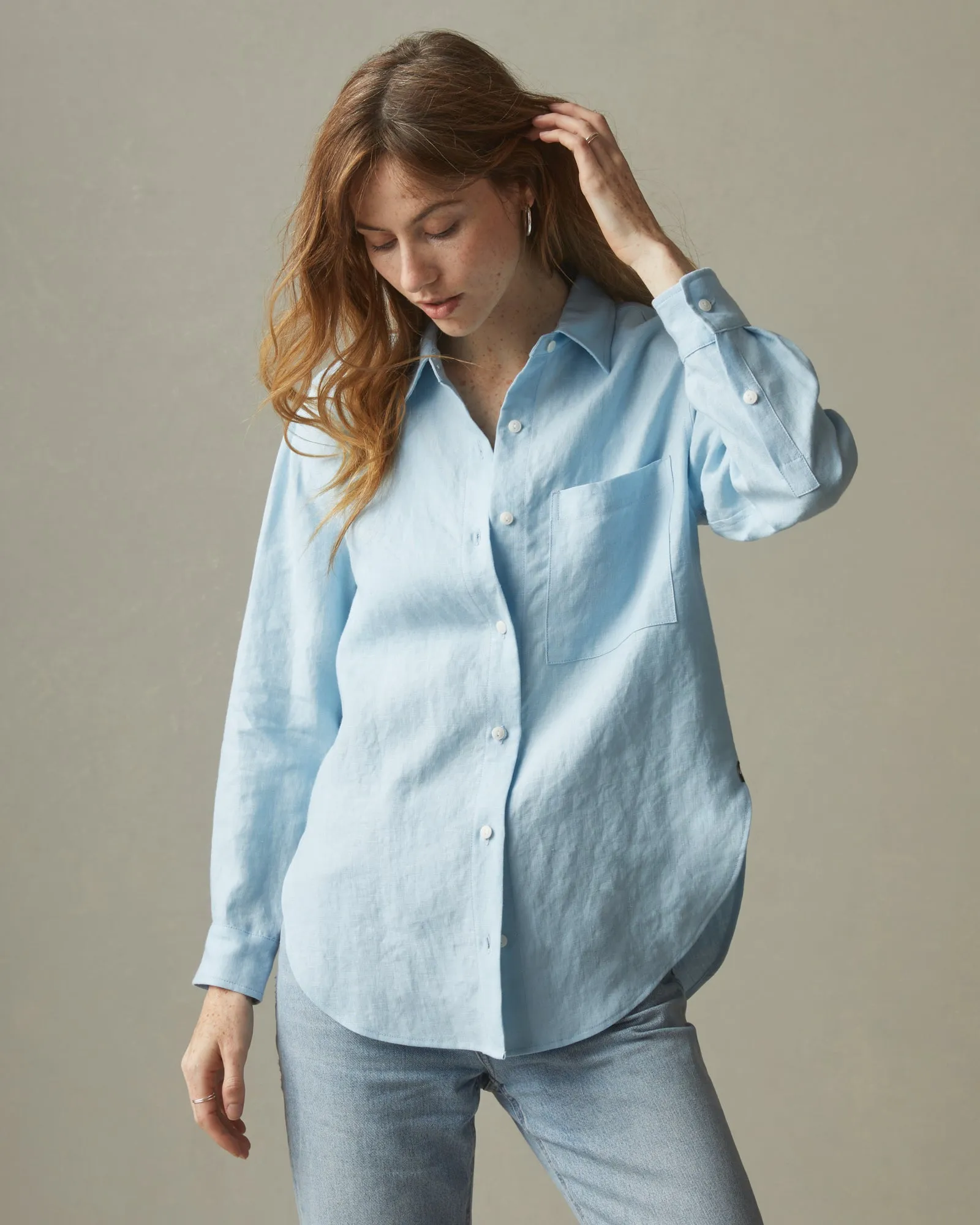 Women's Linen Long Sleeve Shirt - Dream Blue sold by American Giant product image thumbnail 2