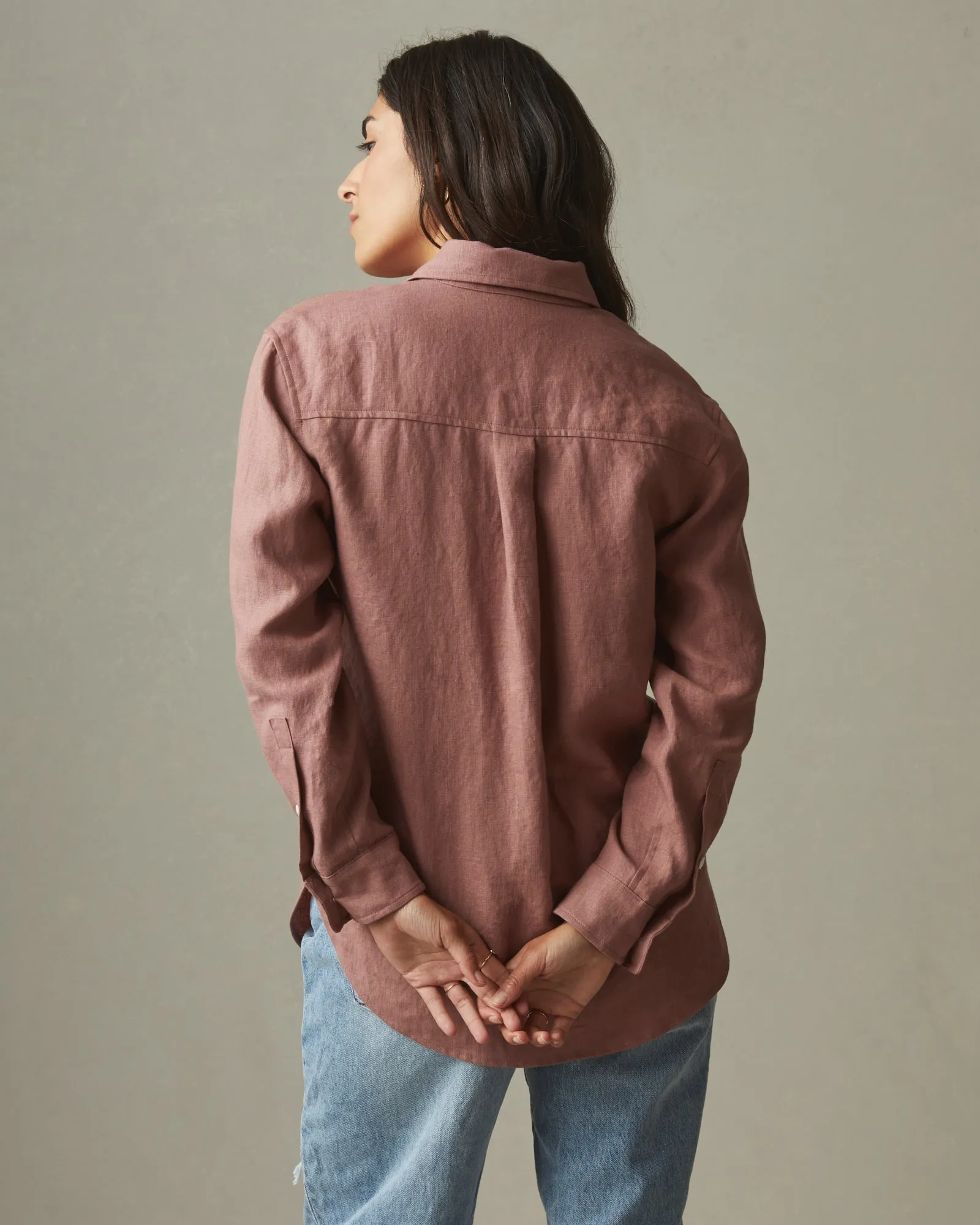 Women's Linen Long Sleeve Shirt - Burlwood sold by American Giant product image thumbnail 3