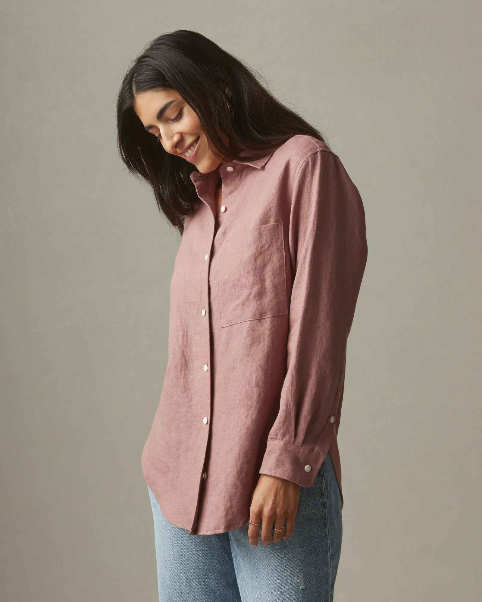 Women's Linen Long Sleeve Shirt - Burlwood sold by American Giant product image thumbnail 2