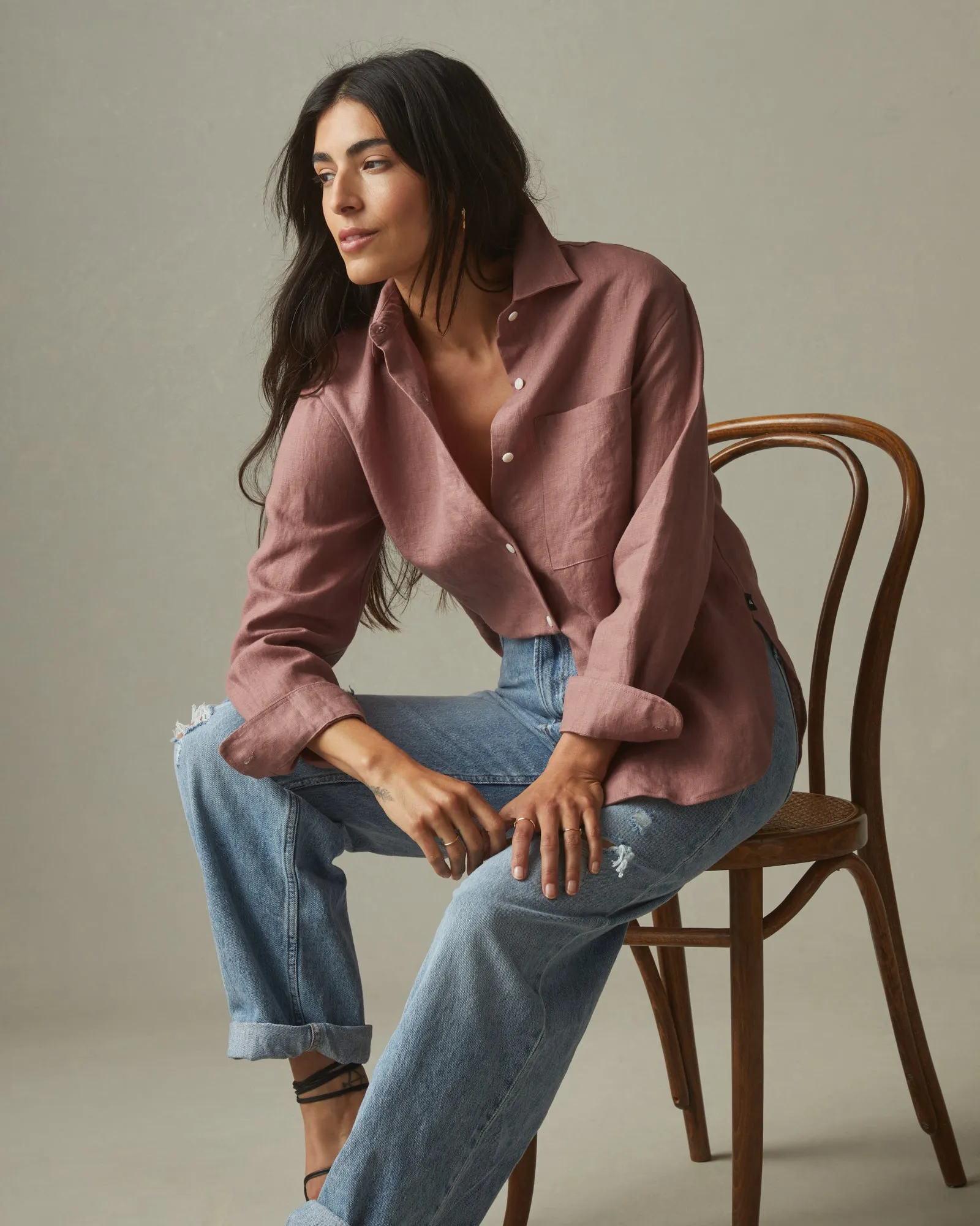 Women's Linen Long Sleeve Shirt - Burlwood sold by American Giant product image thumbnail 5