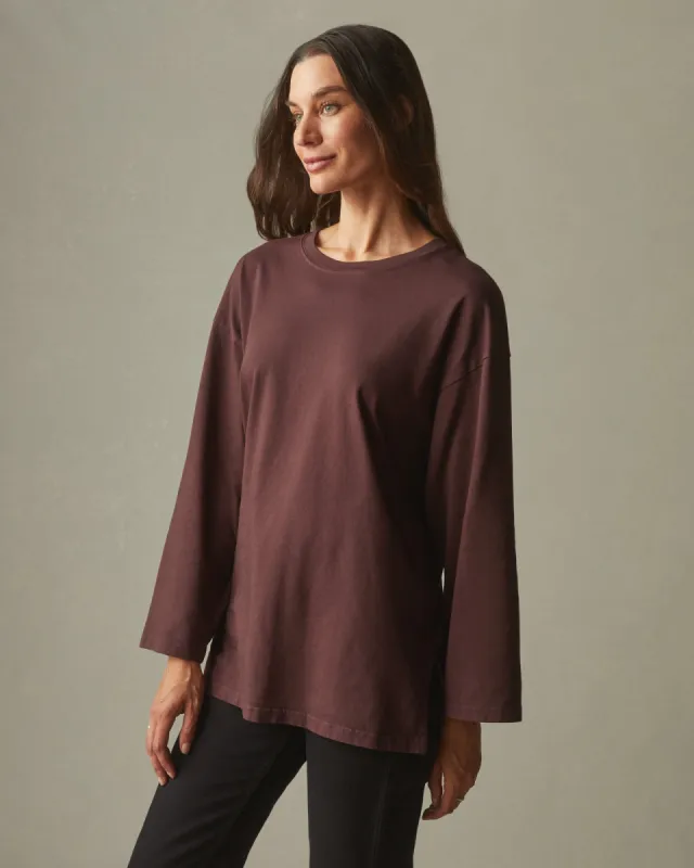 Women's Relaxed Cotton Long Sleeve Tee - Puce sold by American Giant