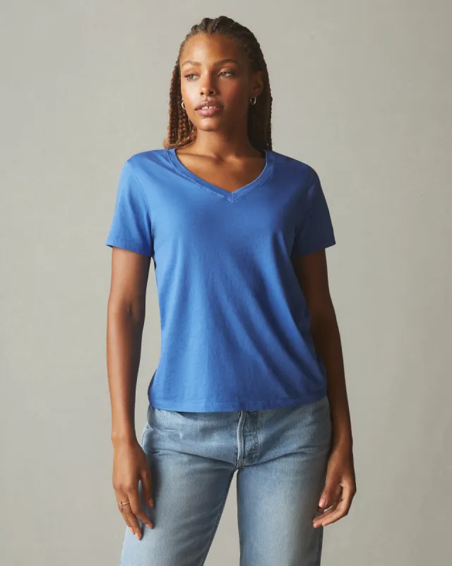 Women's Classic Cotton V-Neck Tee - Novean Navy sold by American Giant