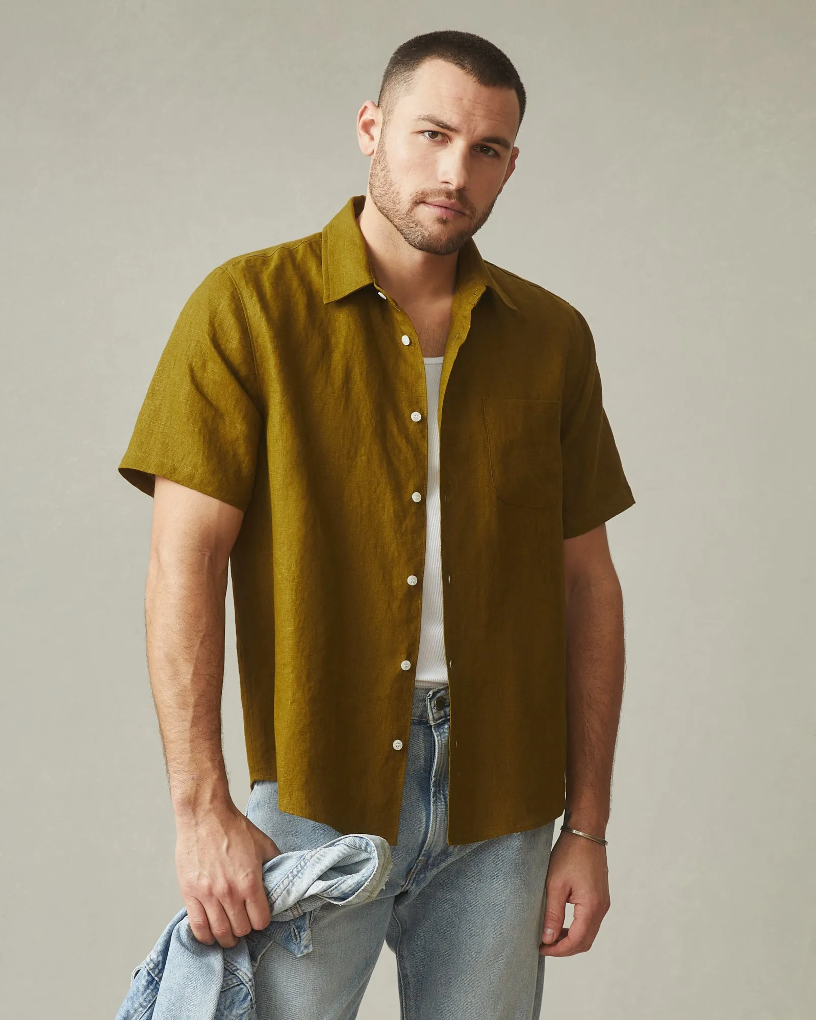 Men's Linen Shirt - Fir Green sold by American Giant product image thumbnail 4