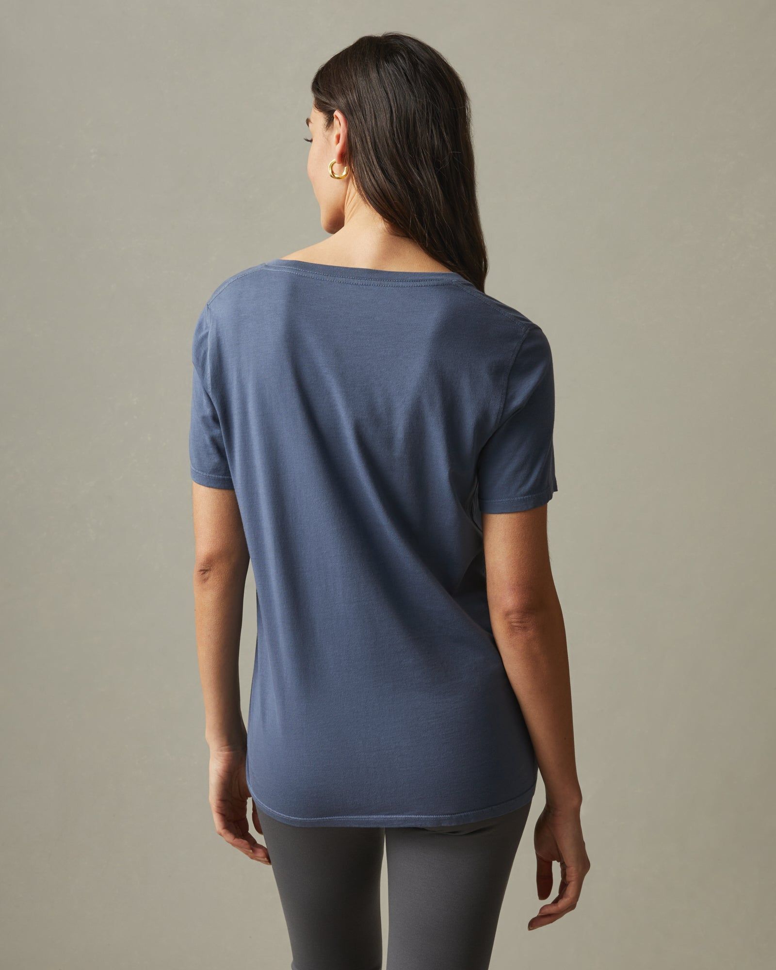Women's Classic Cotton V-Neck Tee - Washed Navy sold by American Giant product image thumbnail 2