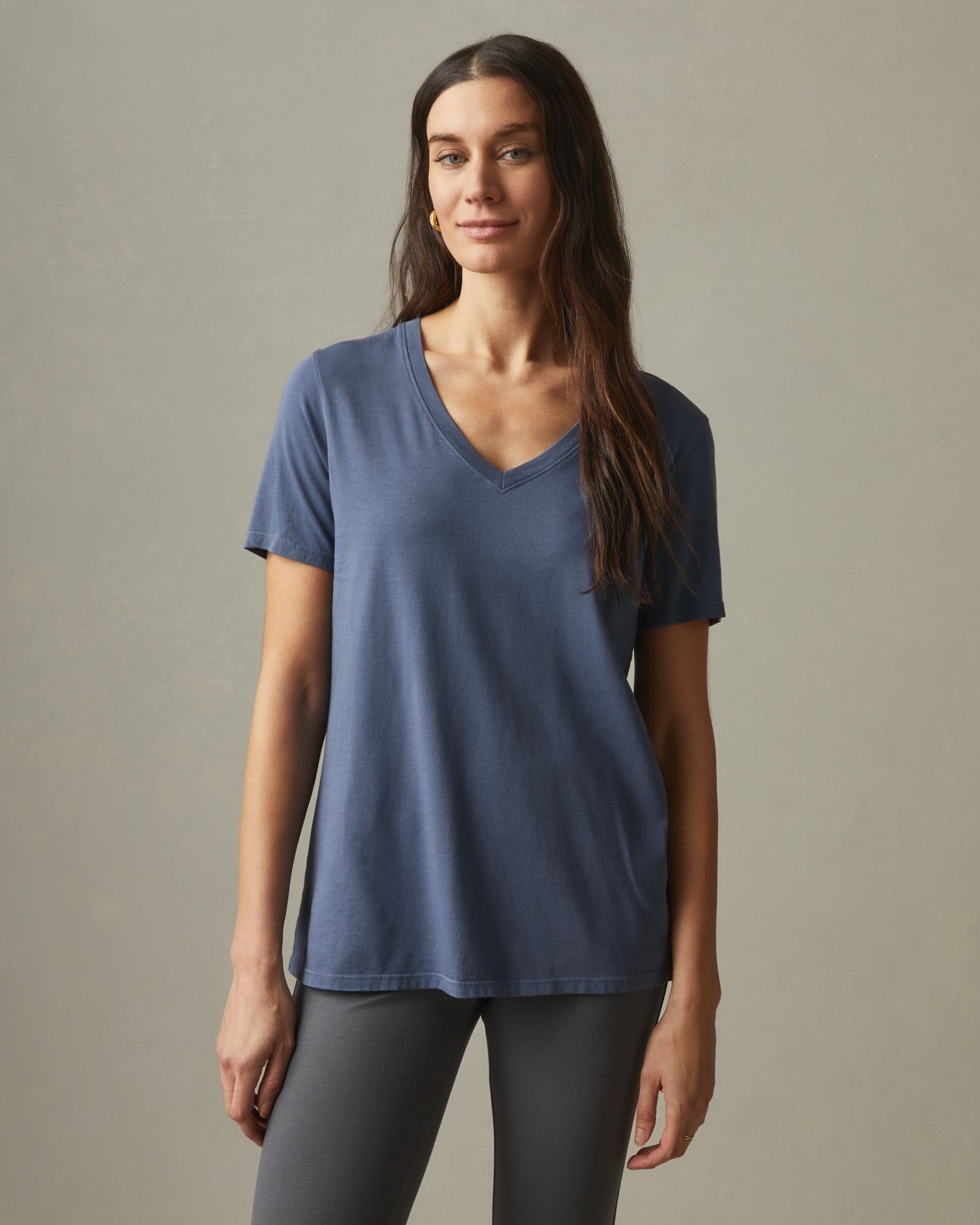 Women's Classic Cotton V-Neck Tee - Washed Navy sold by American Giant