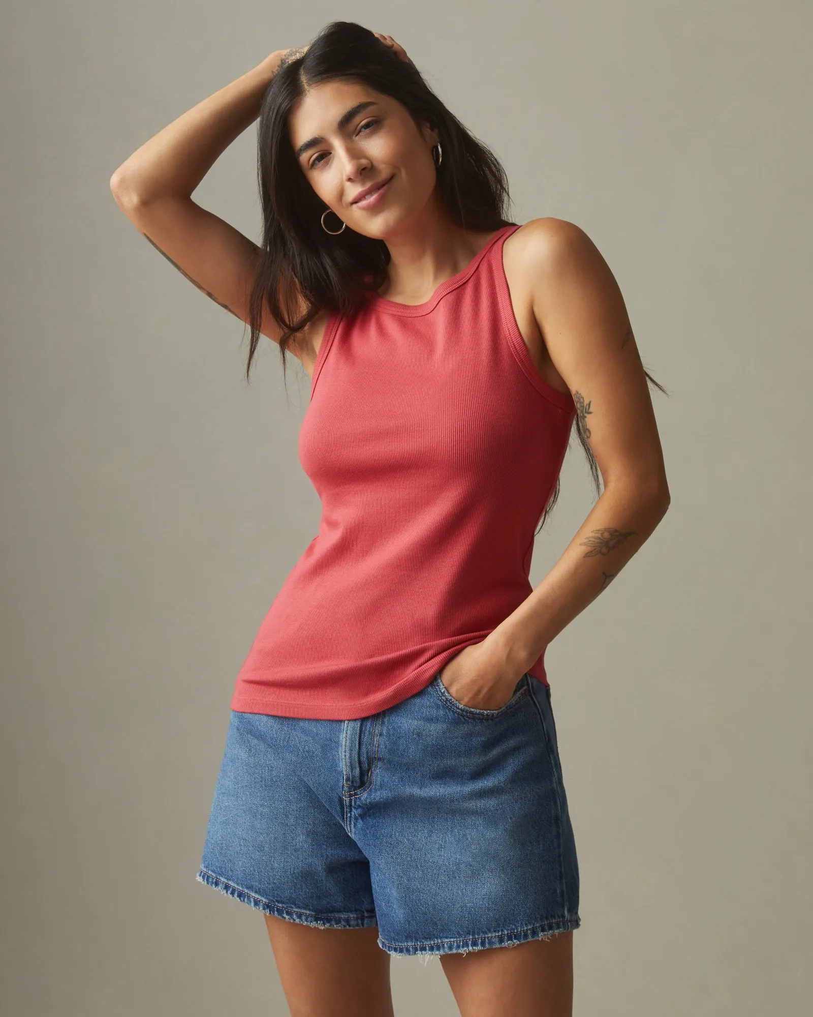 Stretch Rib Tank - Southwest Red sold by American Giant