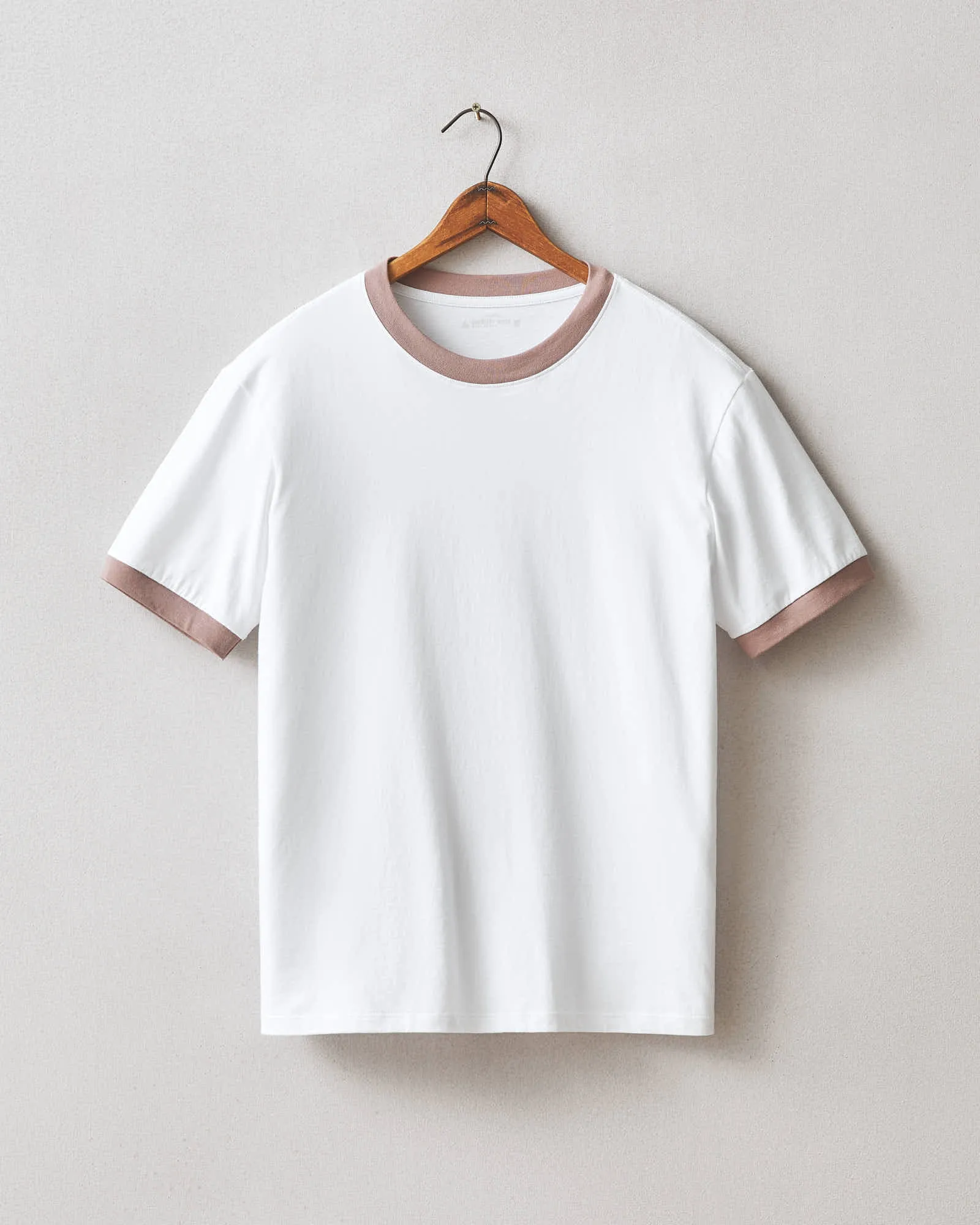 Men's Ringer Tee - White/ Twilight Mauve sold by American Giant