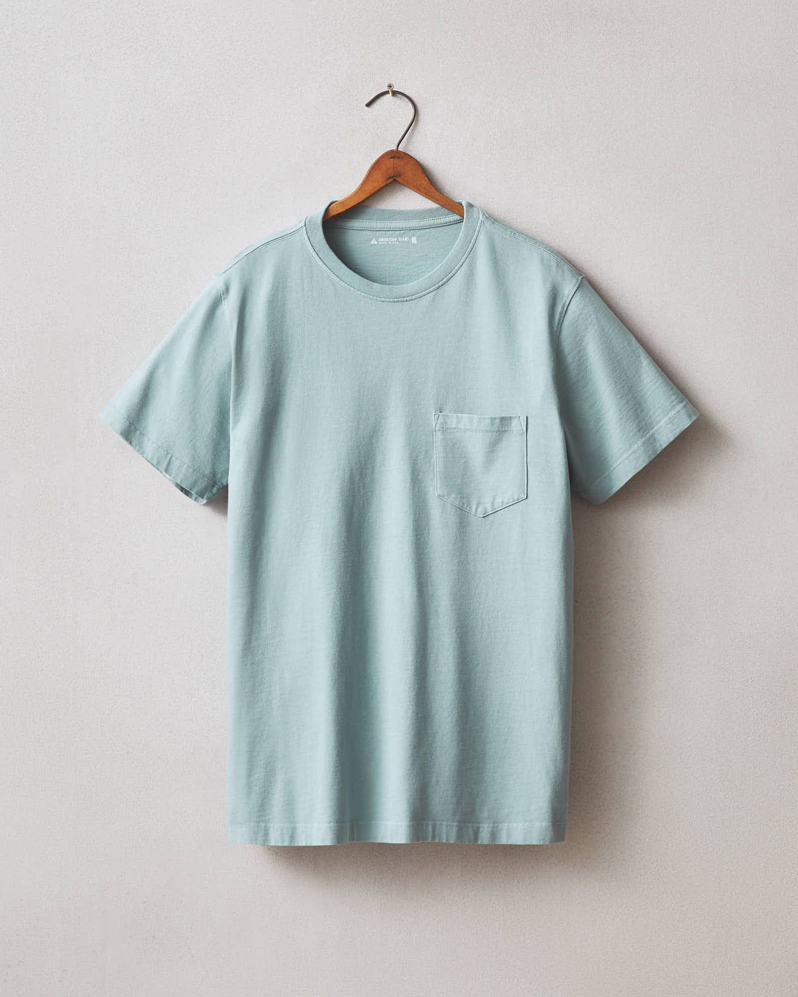 Men's Heavyweight Pocket Tee - Arona Blue sold by American Giant