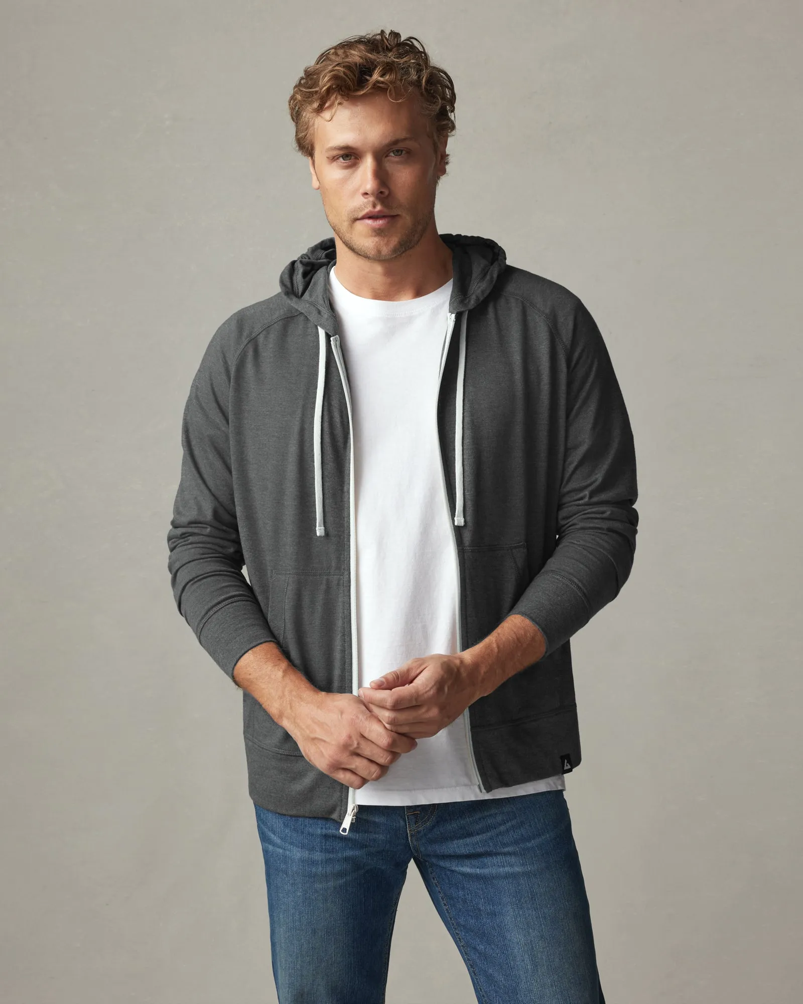 Lightweight Full Zip - Grey Ink Heather sold by American Giant