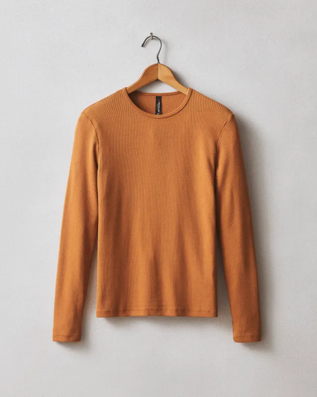 Stretch Rib Crew Tee Long Sleeve - caramel cafe sold by American Giant